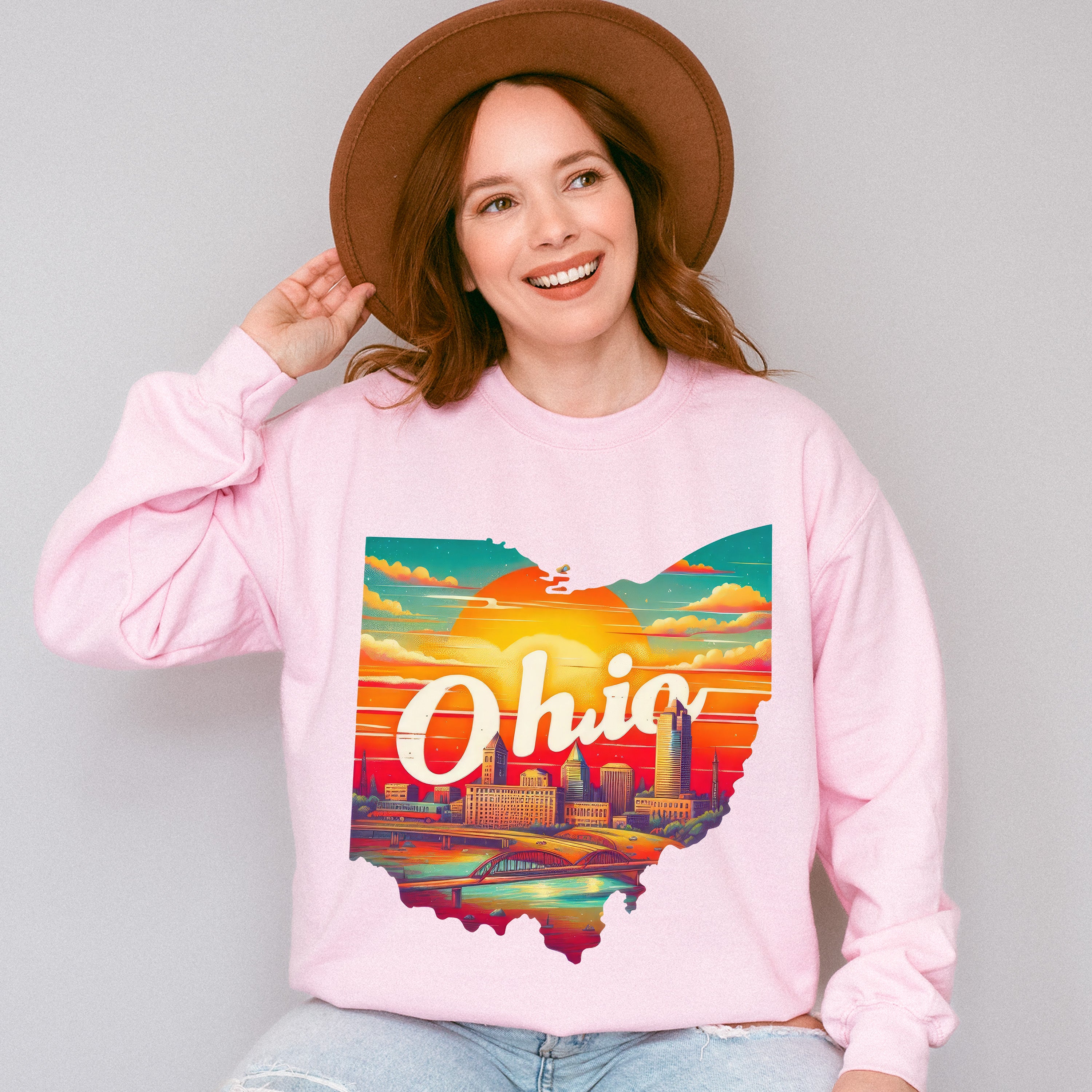 Colorful Ohio State Design - States &amp; Cities Unisex Crewneck T-Shirt Sweatshirt Hoodie