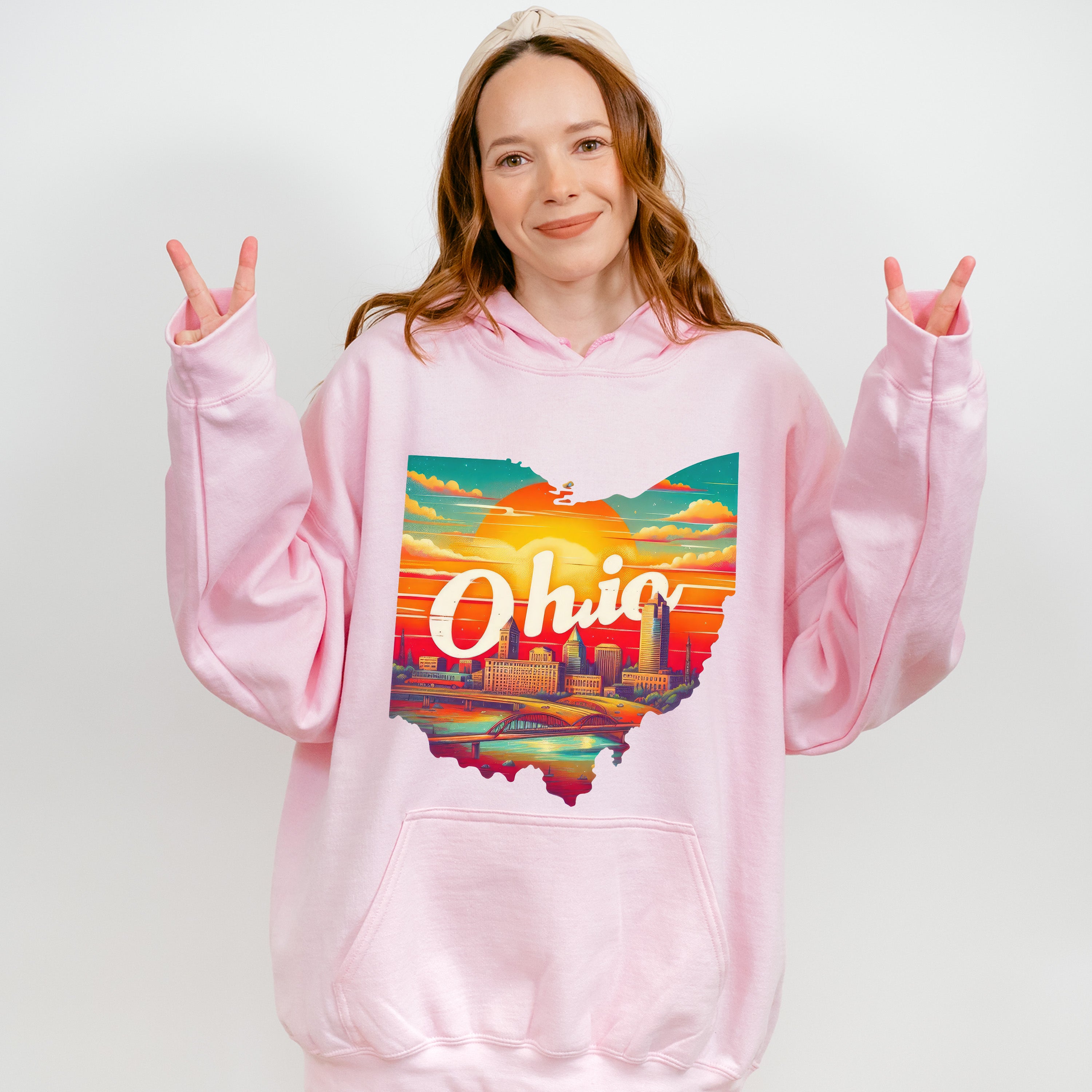 Colorful Ohio State Design - States &amp; Cities Unisex Crewneck T-Shirt Sweatshirt Hoodie