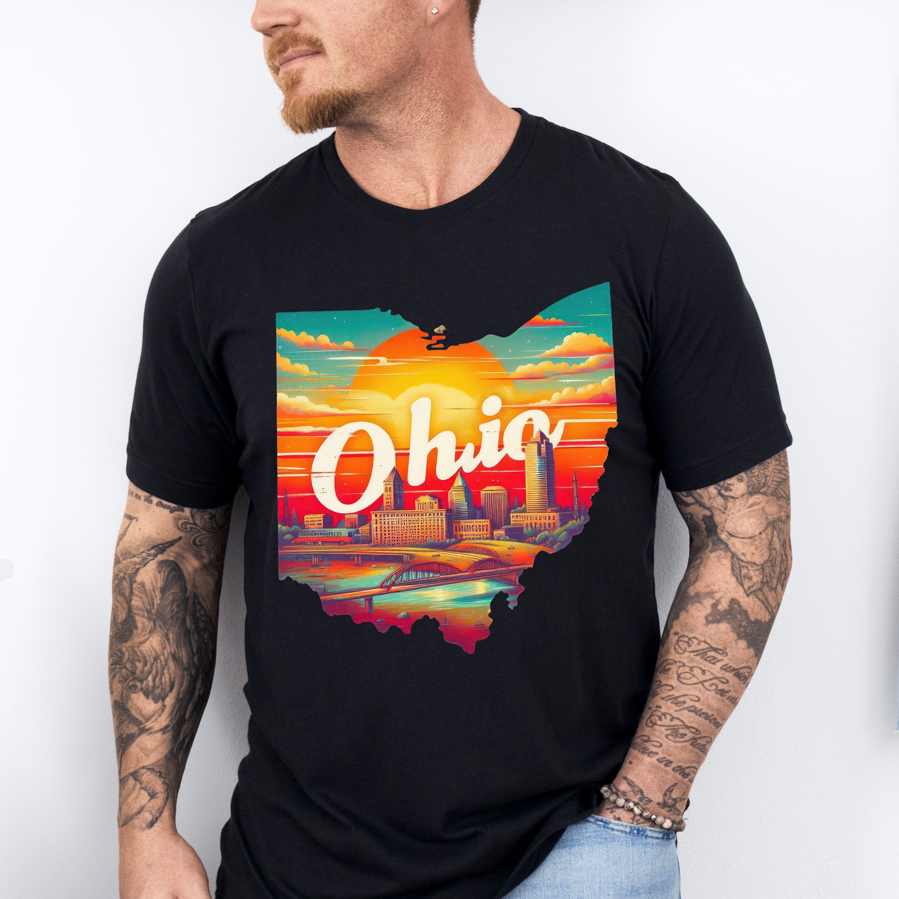 Colorful Ohio State Design - States &amp; Cities Unisex Crewneck T-Shirt Sweatshirt Hoodie