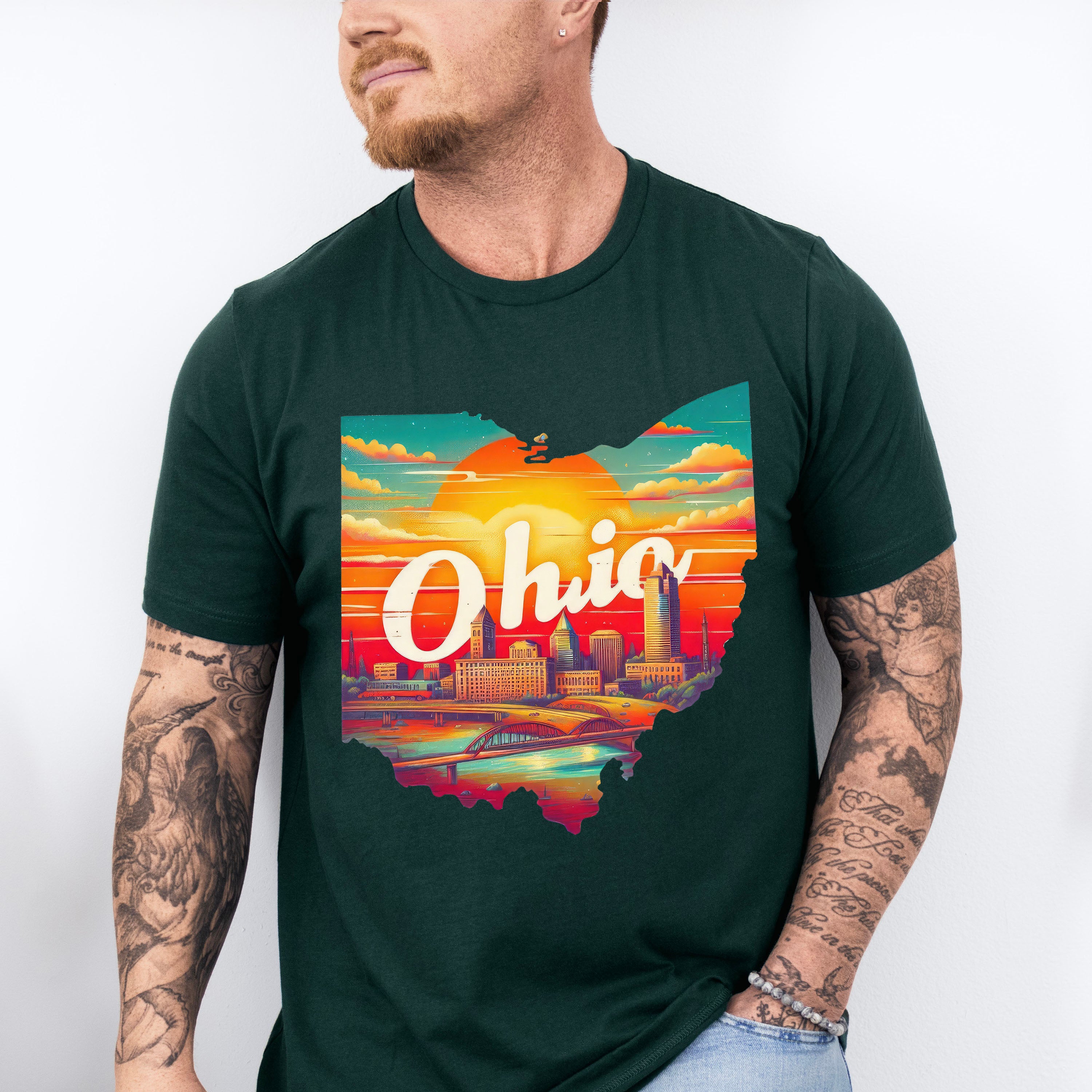 Colorful Ohio State Design - States &amp; Cities Unisex Crewneck T-Shirt Sweatshirt Hoodie