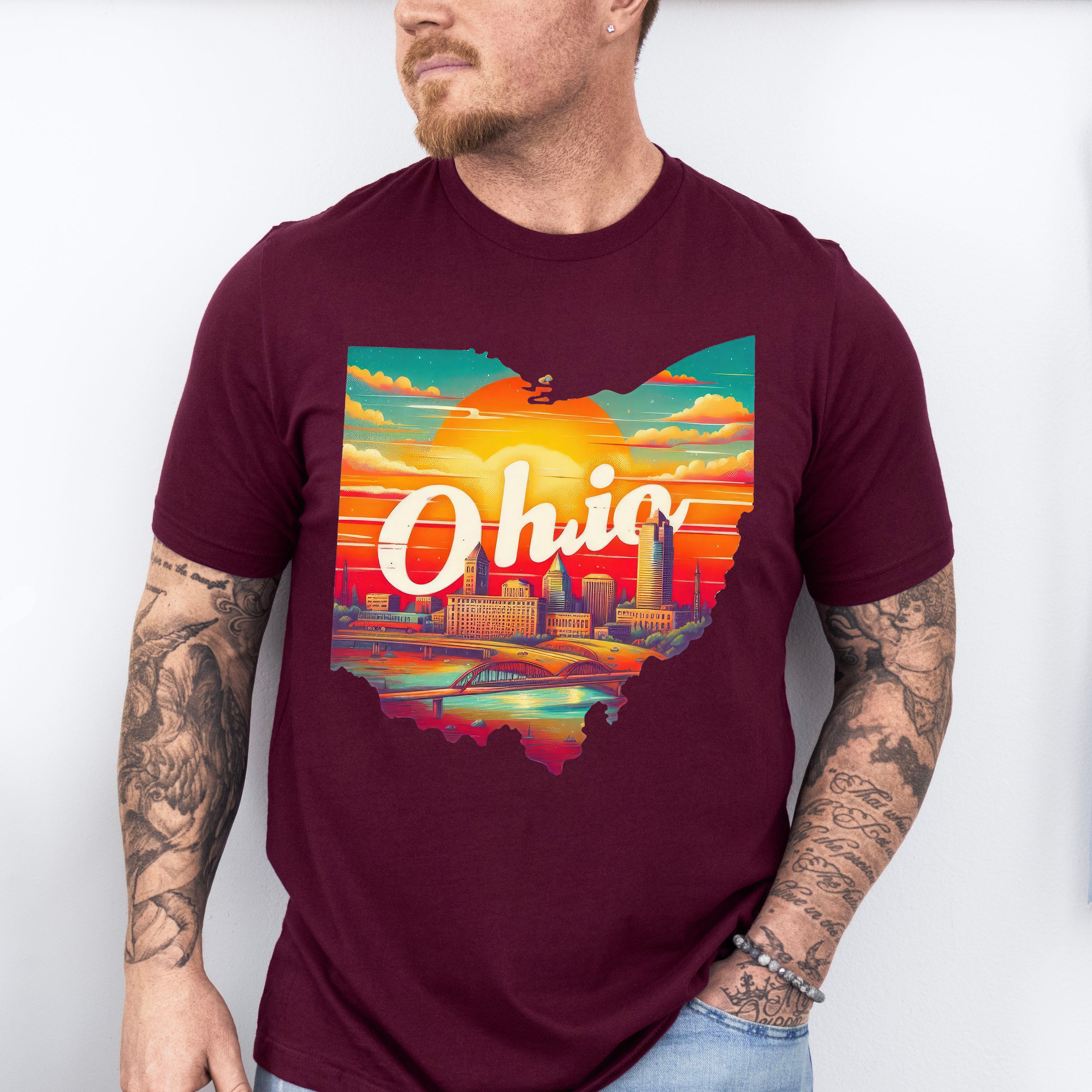 Colorful Ohio State Design - States &amp; Cities Unisex Crewneck T-Shirt Sweatshirt Hoodie