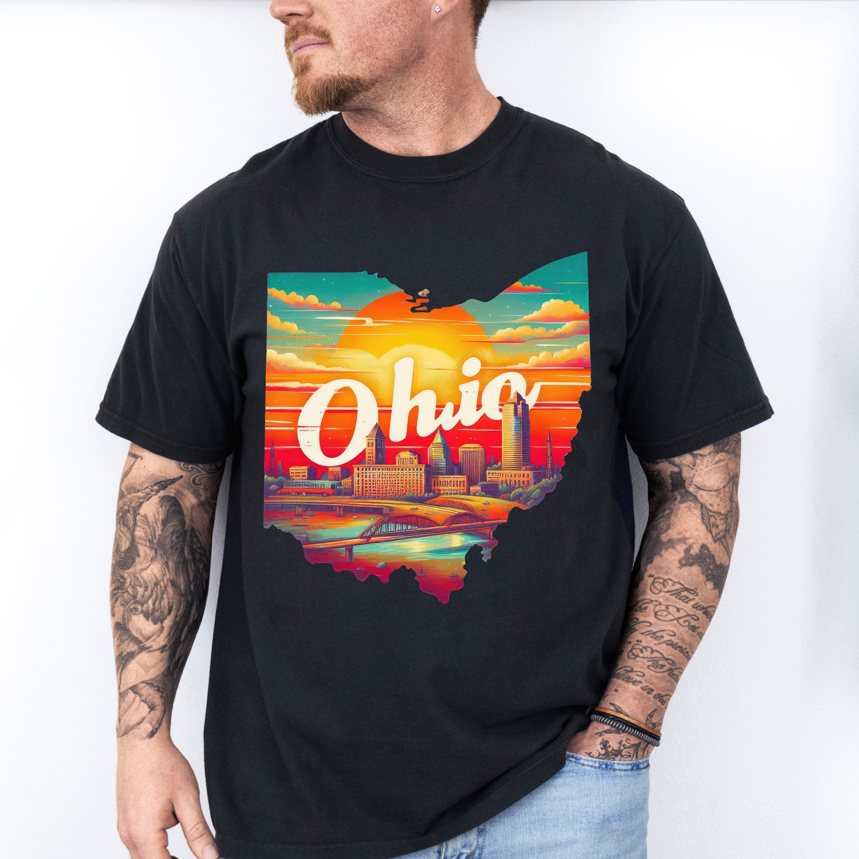 Colorful Ohio State Design - States &amp; Cities Unisex Crewneck T-Shirt Sweatshirt Hoodie