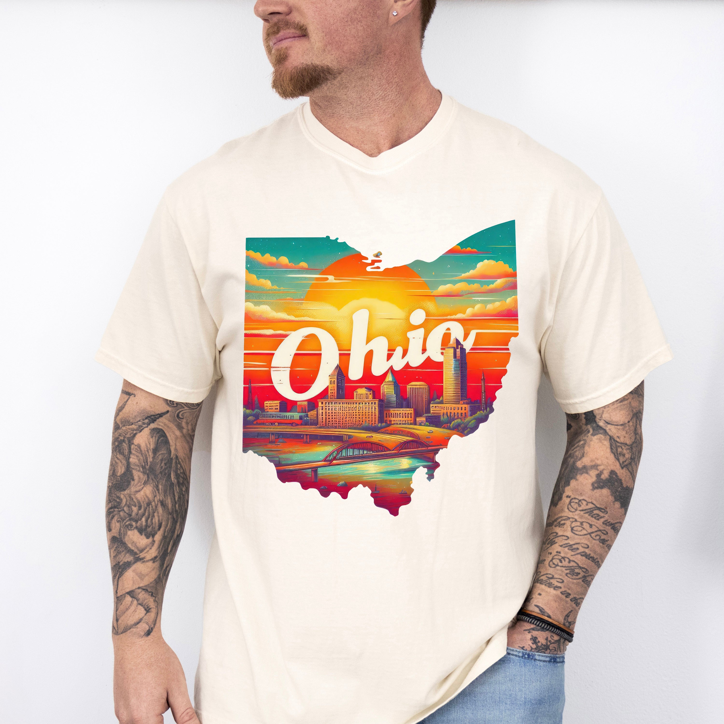 Colorful Ohio State Design - States &amp; Cities Unisex Crewneck T-Shirt Sweatshirt Hoodie