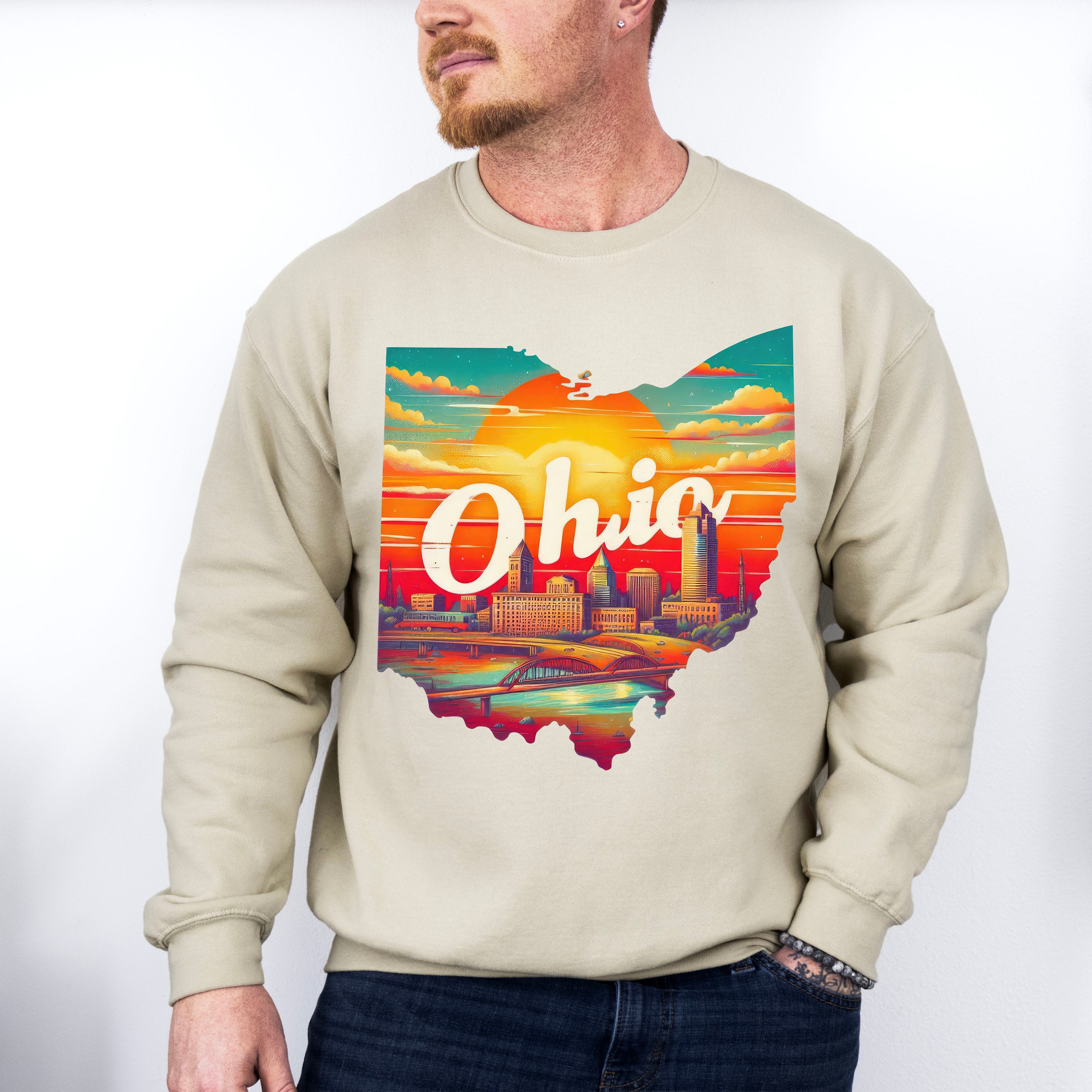 Colorful Ohio State Design - States &amp; Cities Unisex Crewneck T-Shirt Sweatshirt Hoodie