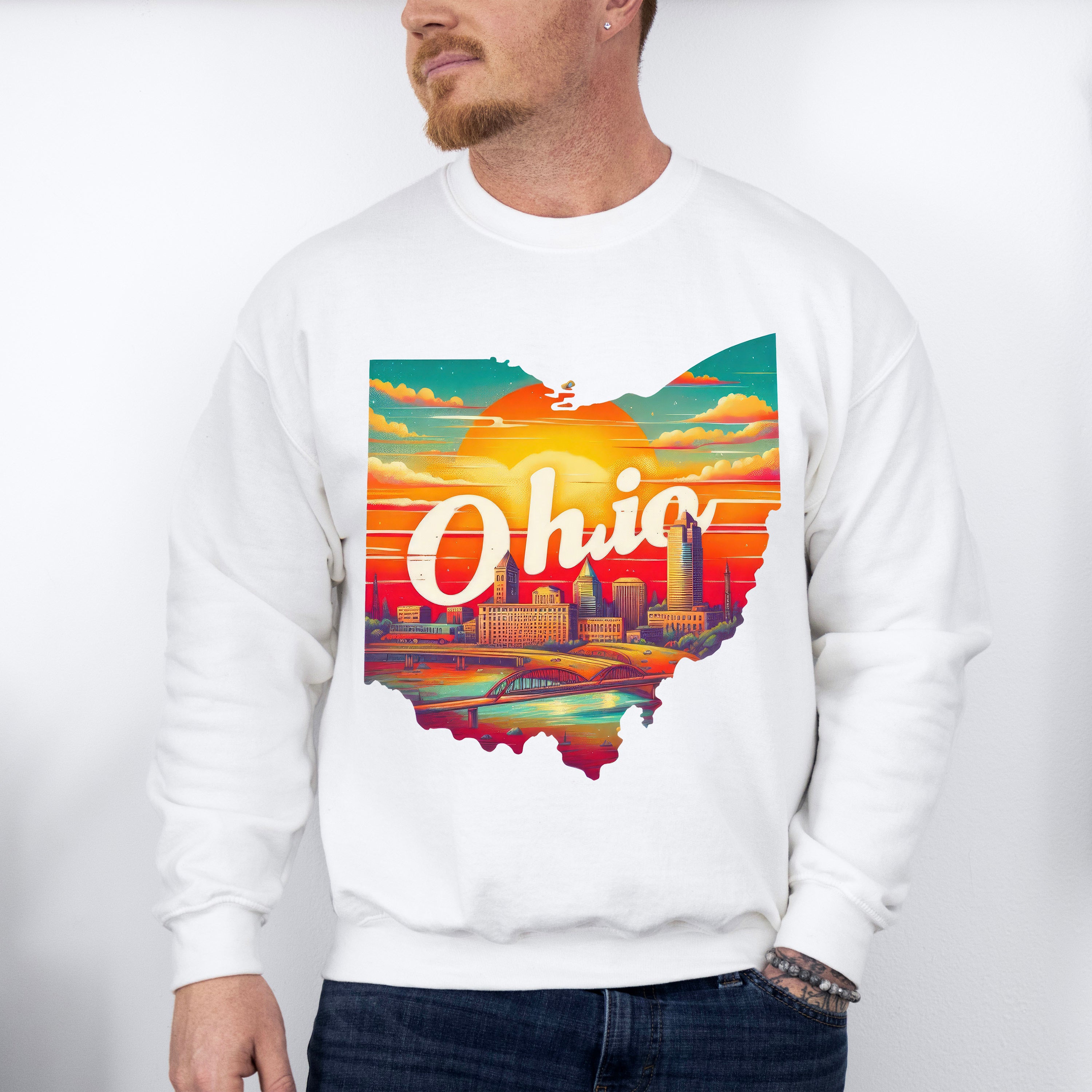 Colorful Ohio State Design - States &amp; Cities Unisex Crewneck T-Shirt Sweatshirt Hoodie