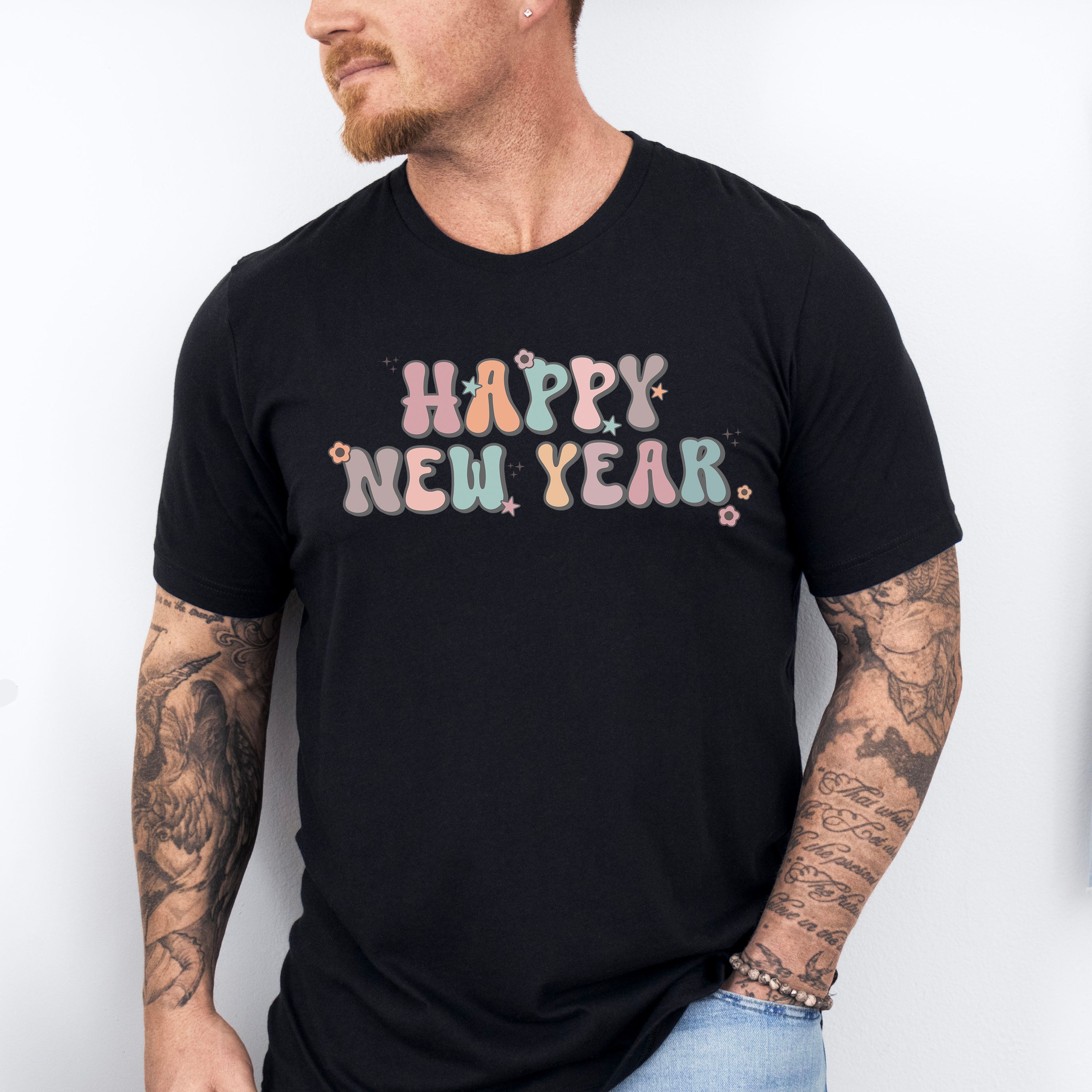 Happy New Year Flowers Design - New Years Unisex Crewneck T-Shirt Sweatshirt Hoodie