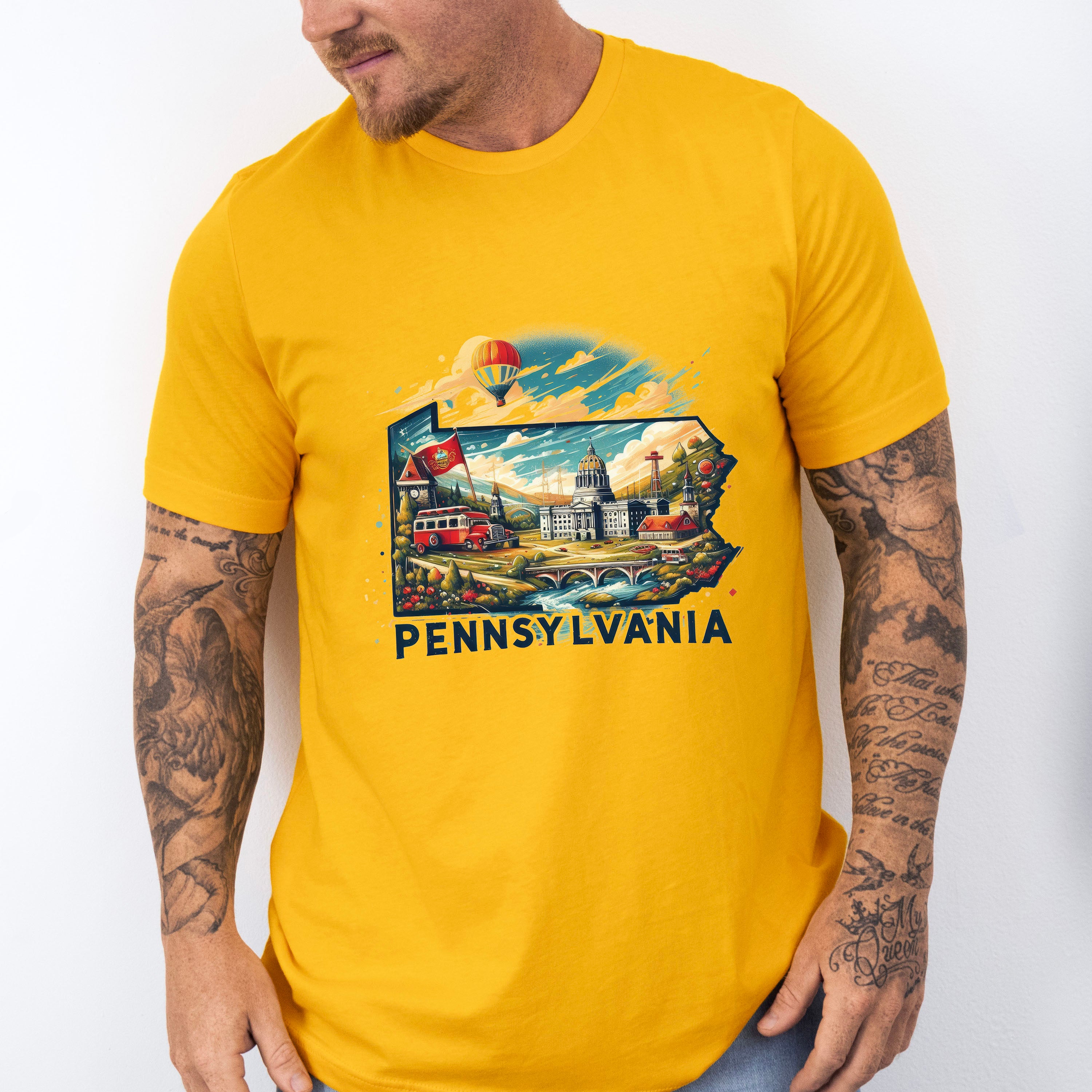 Colorful Pennsylvania State Design - States &amp; Cities Unisex Crewneck T-Shirt Sweatshirt Hoodie