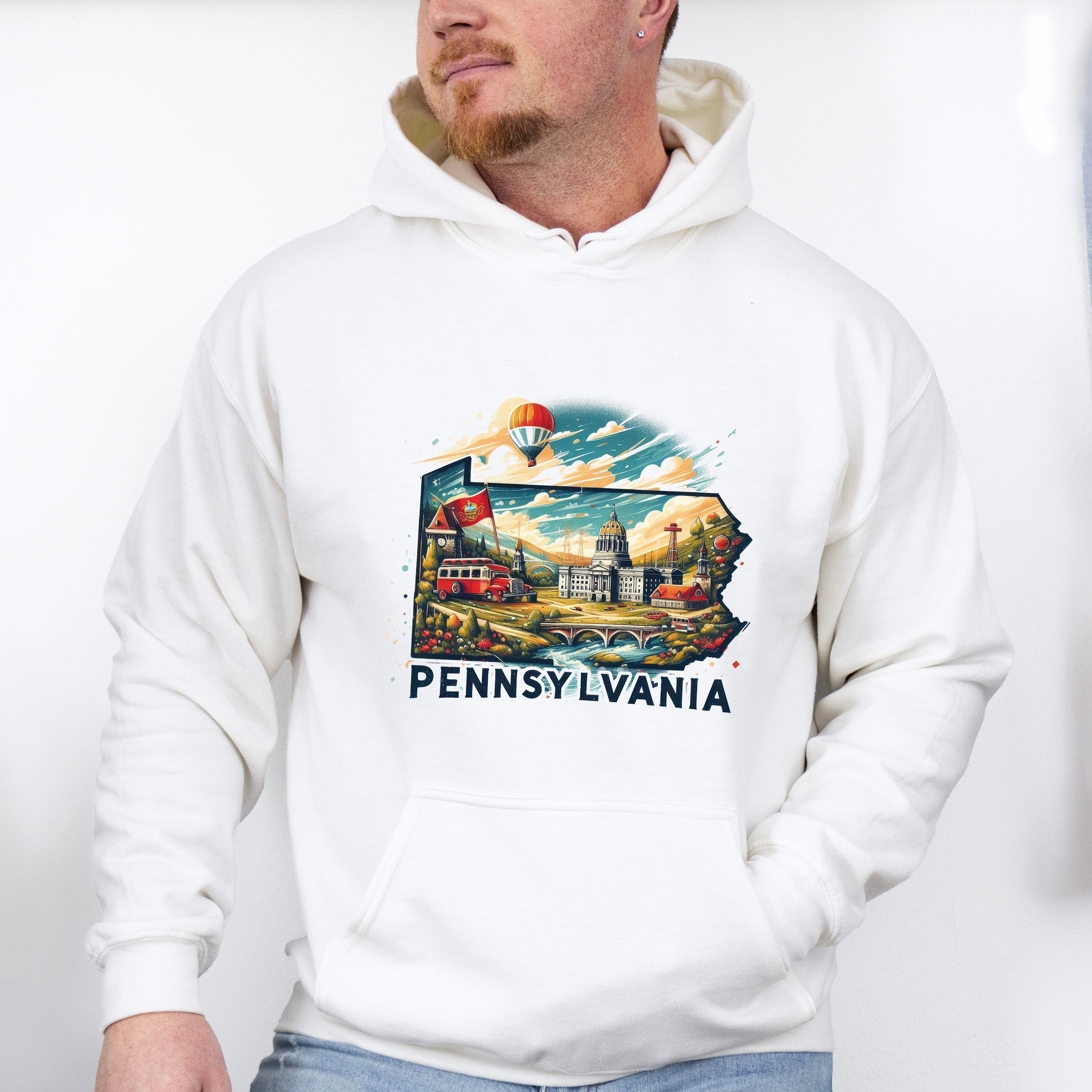 Colorful Pennsylvania State Design - States &amp; Cities Unisex Crewneck T-Shirt Sweatshirt Hoodie