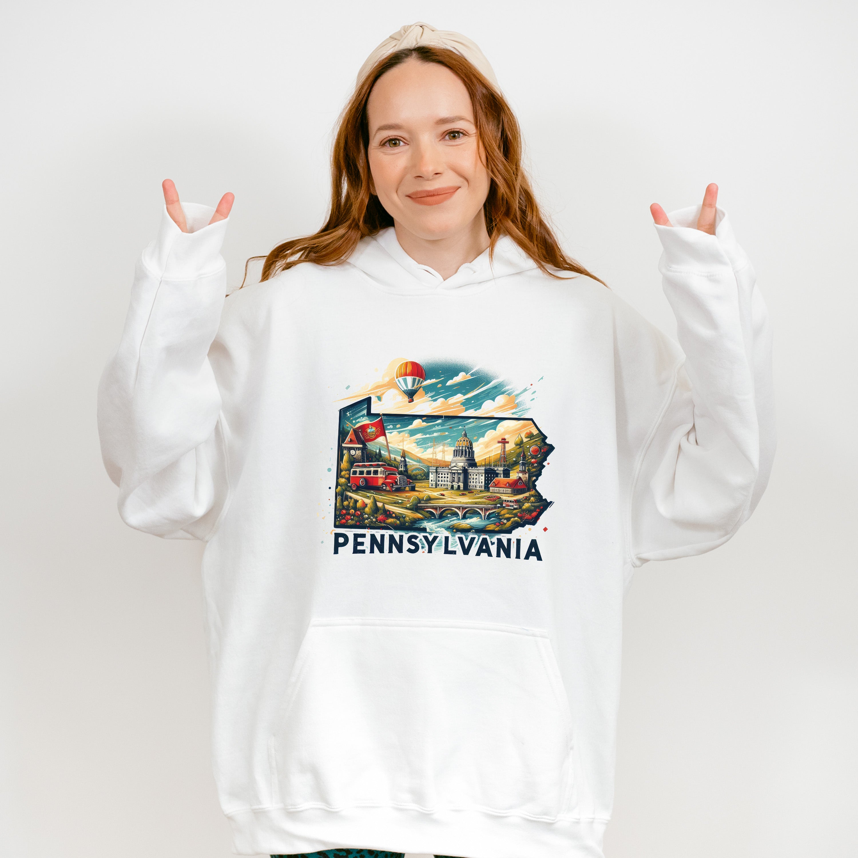 Colorful Pennsylvania State Design - States &amp; Cities Unisex Crewneck T-Shirt Sweatshirt Hoodie