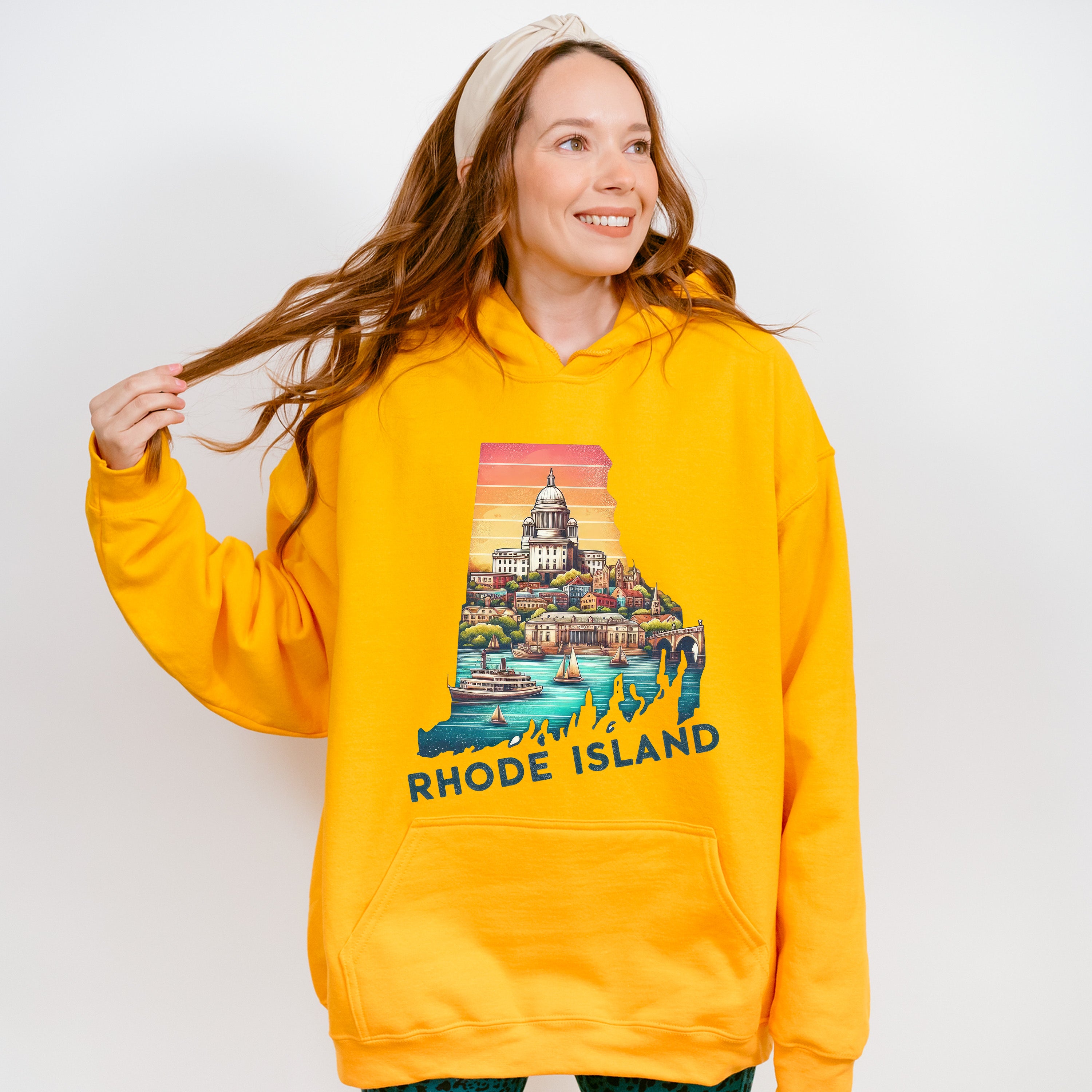 Colorful Rhode Island State Design - States &amp; Cities Unisex Crewneck T-Shirt Sweatshirt Hoodie