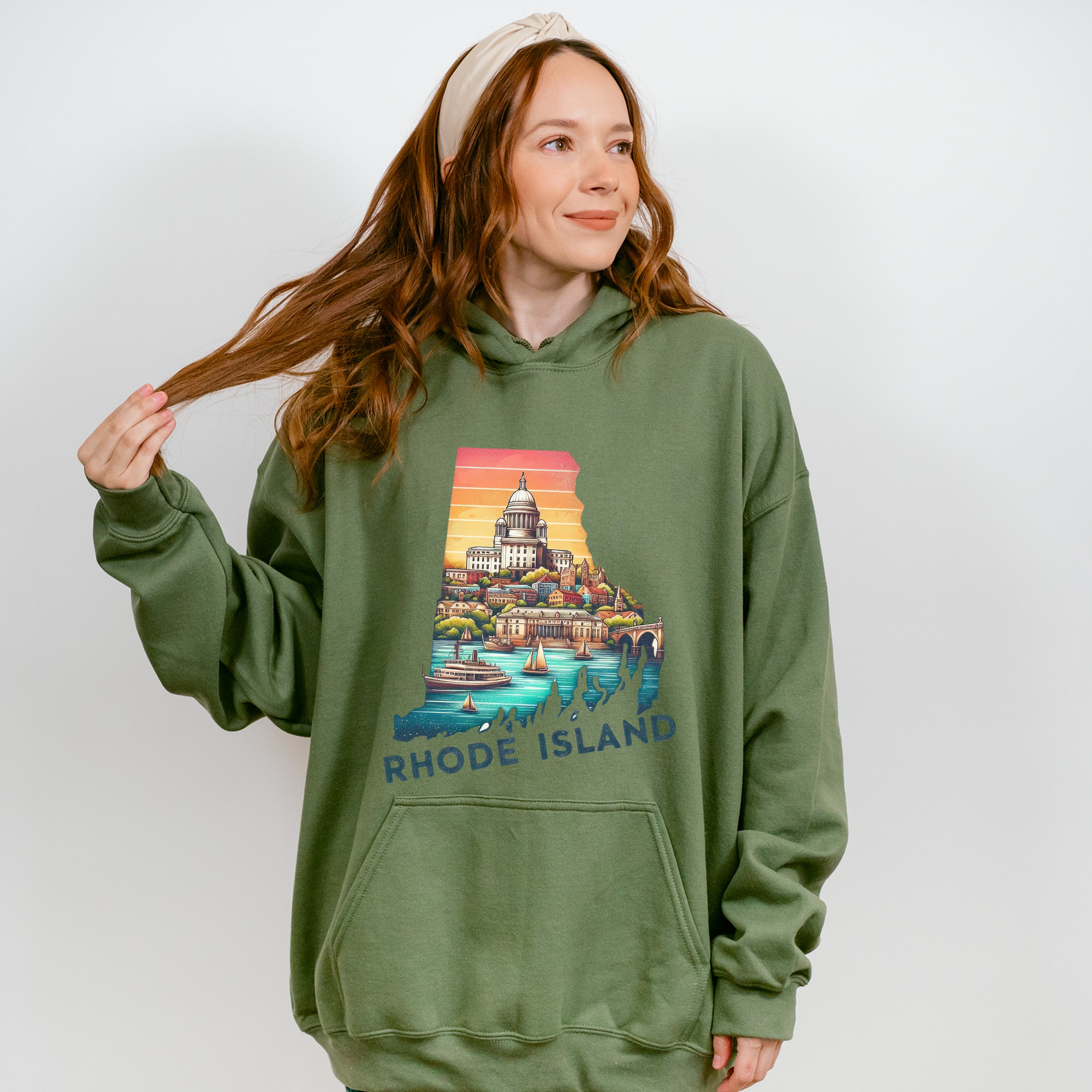Colorful Rhode Island State Design - States &amp; Cities Unisex Crewneck T-Shirt Sweatshirt Hoodie