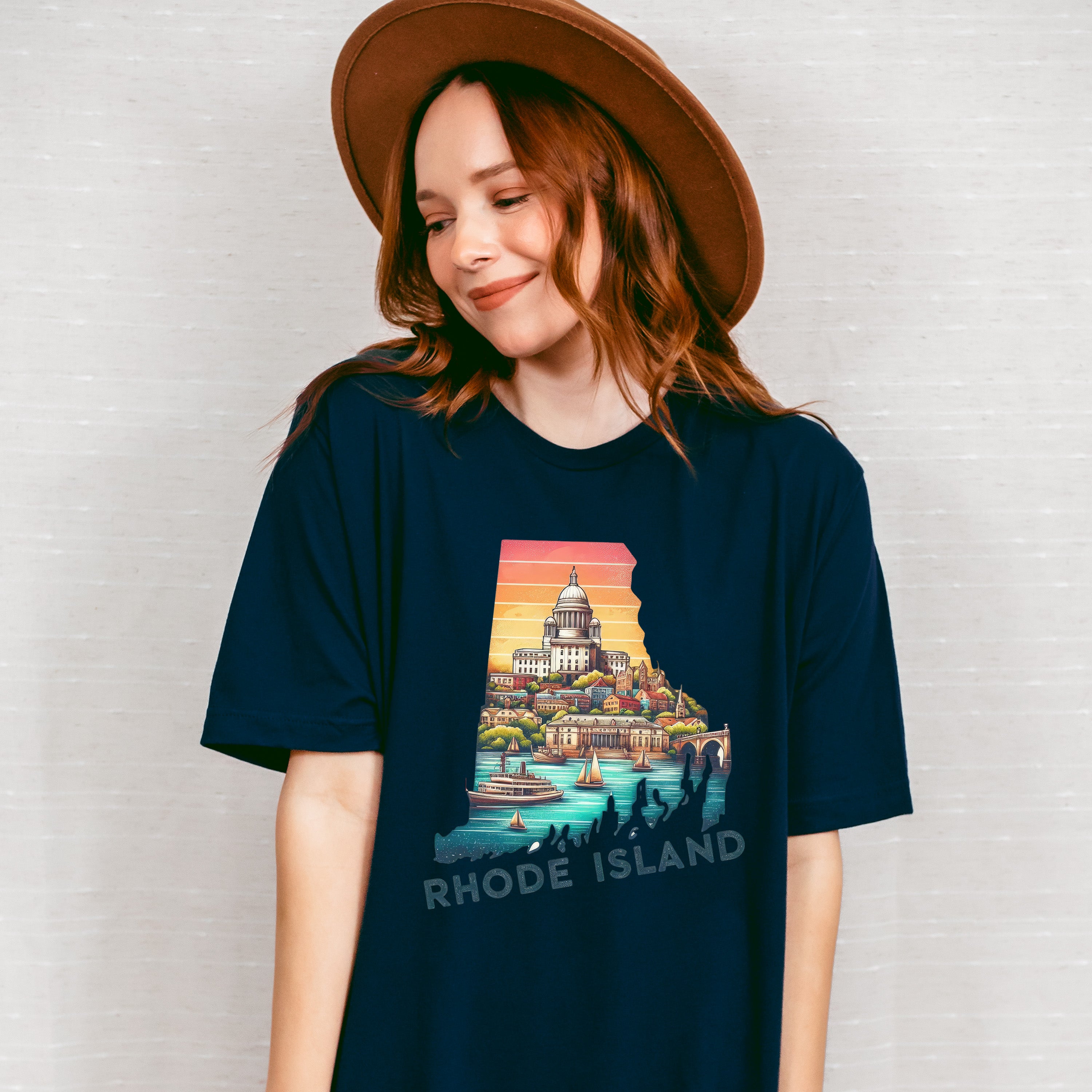 Colorful Rhode Island State Design - States &amp; Cities Unisex Crewneck T-Shirt Sweatshirt Hoodie