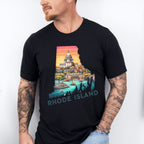 Colorful Rhode Island State Design - States & Cities Unisex Crewneck T-Shirt Sweatshirt Hoodie