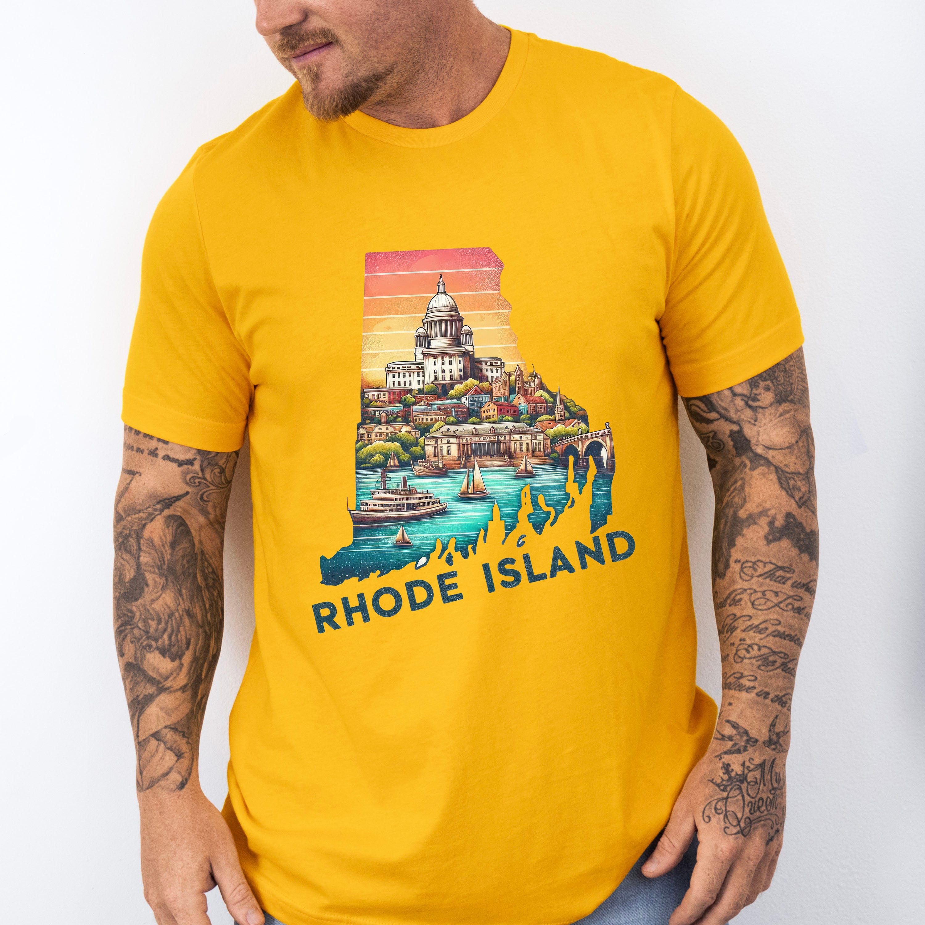 Colorful Rhode Island State Design - States &amp; Cities Unisex Crewneck T-Shirt Sweatshirt Hoodie