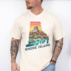 Colorful Rhode Island State Design - States & Cities Unisex Crewneck T-Shirt Sweatshirt Hoodie