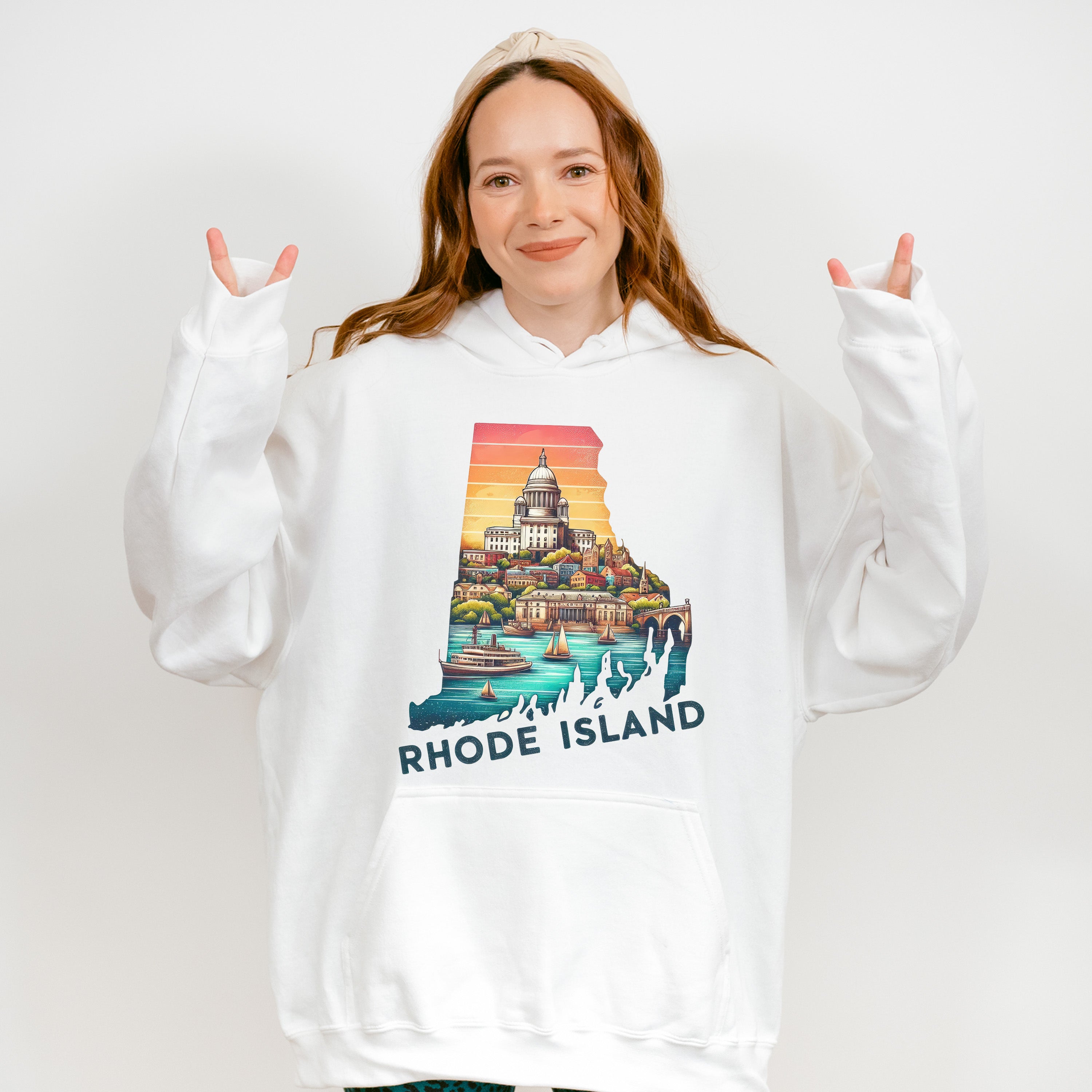 Colorful Rhode Island State Design - States &amp; Cities Unisex Crewneck T-Shirt Sweatshirt Hoodie