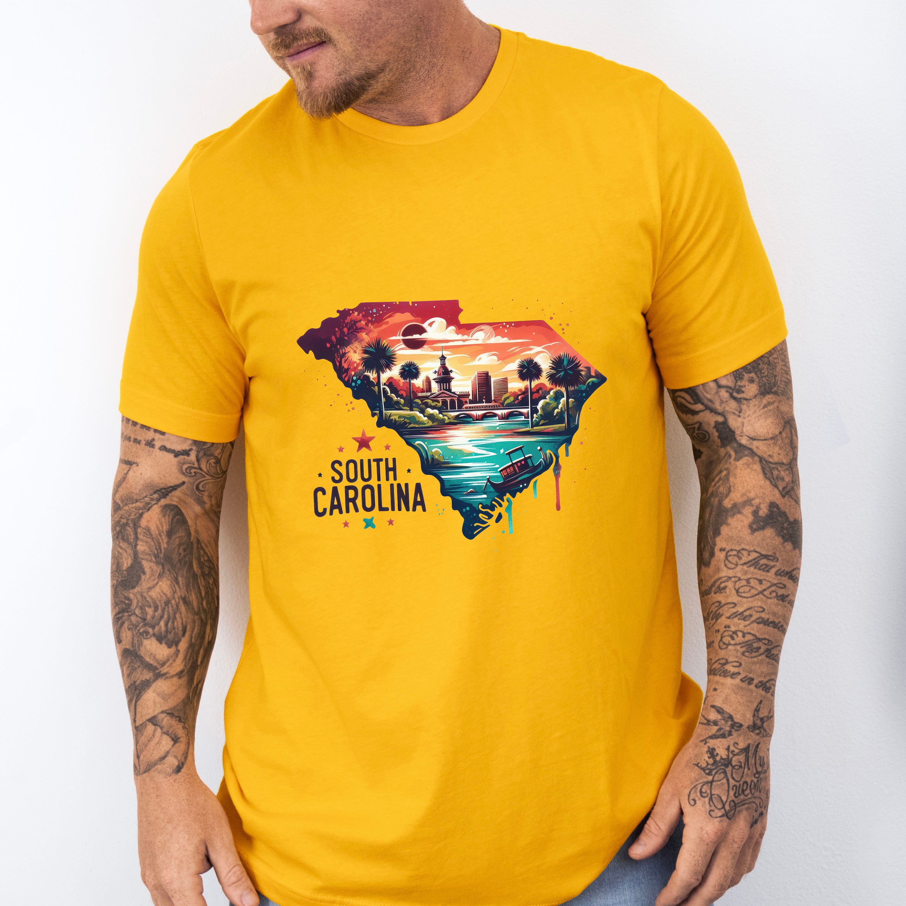 Colorful South Carolina State Design - States &amp; Cities Unisex Crewneck T-Shirt Sweatshirt Hoodie