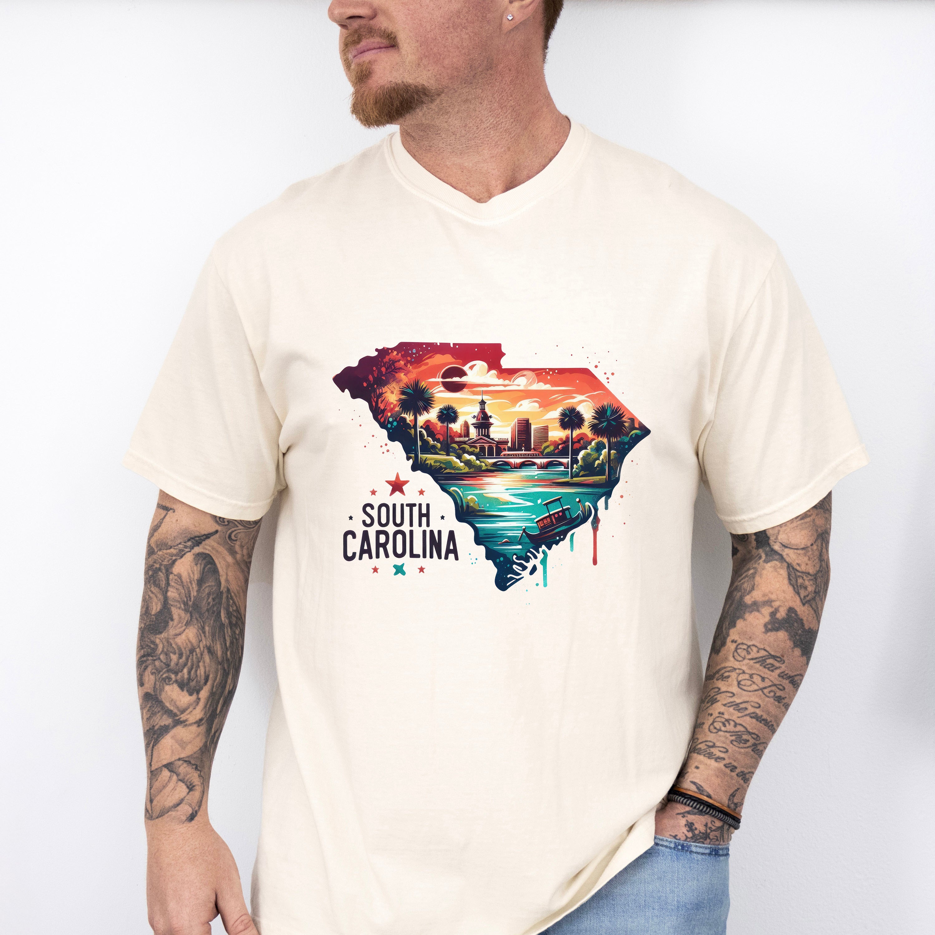 Colorful South Carolina State Design - States &amp; Cities Unisex Crewneck T-Shirt Sweatshirt Hoodie