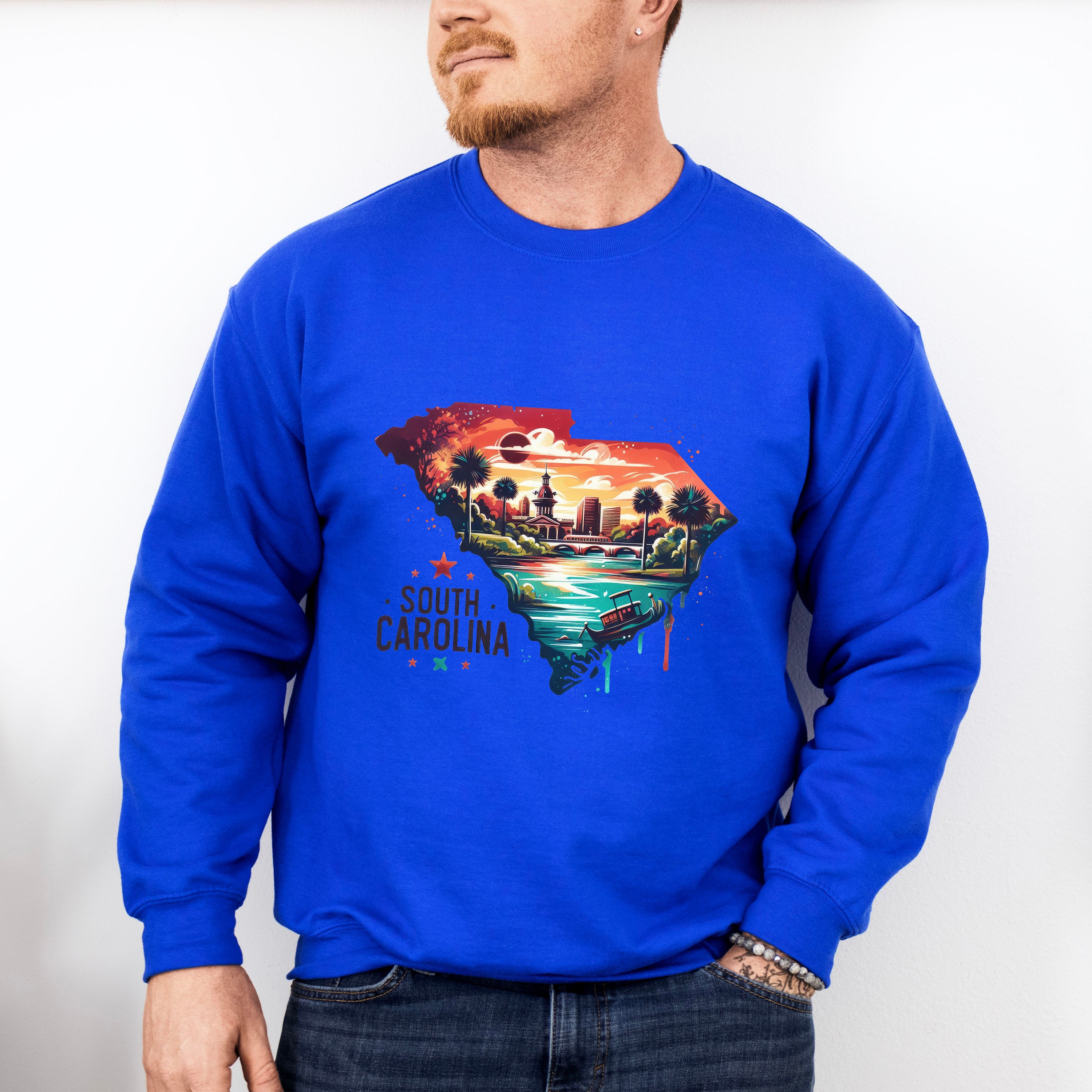 Colorful South Carolina State Design - States &amp; Cities Unisex Crewneck T-Shirt Sweatshirt Hoodie
