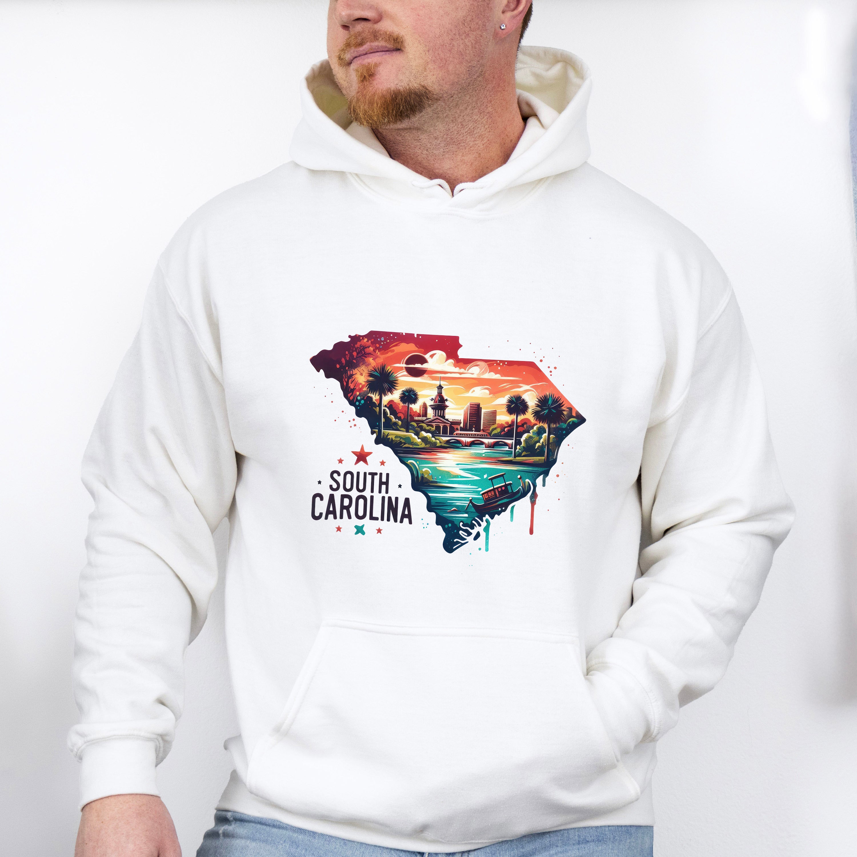 Colorful South Carolina State Design - States &amp; Cities Unisex Crewneck T-Shirt Sweatshirt Hoodie