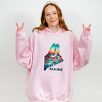 Colorful Maine State Design - States & Cities Unisex Crewneck T-Shirt Sweatshirt Hoodie