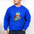 Colorful Maine State Design - States & Cities Unisex Crewneck T-Shirt Sweatshirt Hoodie