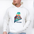 Colorful Maine State Design - States & Cities Unisex Crewneck T-Shirt Sweatshirt Hoodie