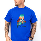 Colorful Maine State Design - States & Cities Unisex Crewneck T-Shirt Sweatshirt Hoodie