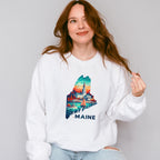 Colorful Maine State Design - States & Cities Unisex Crewneck T-Shirt Sweatshirt Hoodie