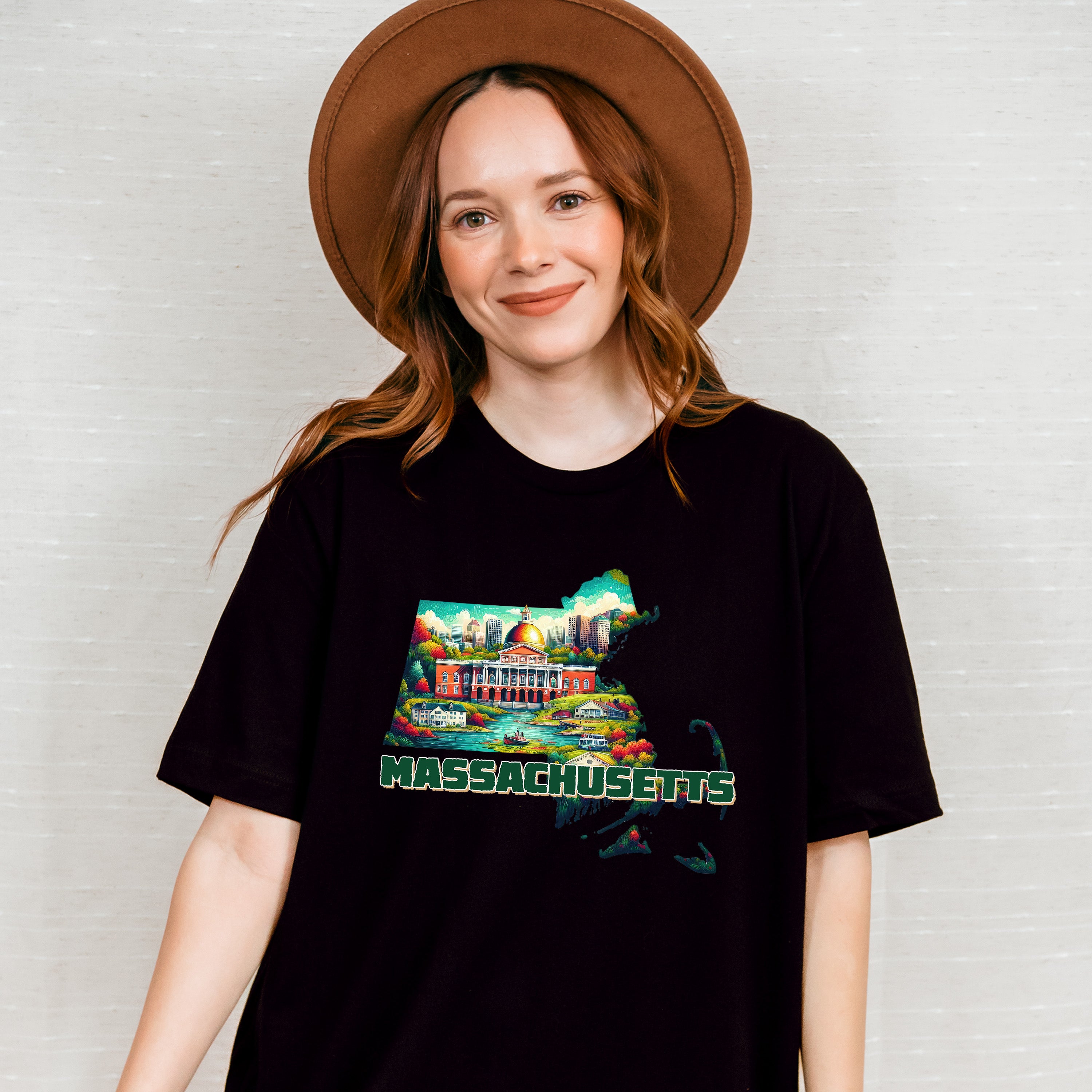 Colorful Massachusetts Design - States &amp; Cities Unisex Crewneck T-Shirt Sweatshirt Hoodie