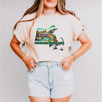 Colorful Massachusetts Design - States & Cities Unisex Crewneck T-Shirt Sweatshirt Hoodie