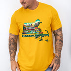 Colorful Massachusetts Design - States & Cities Unisex Crewneck T-Shirt Sweatshirt Hoodie