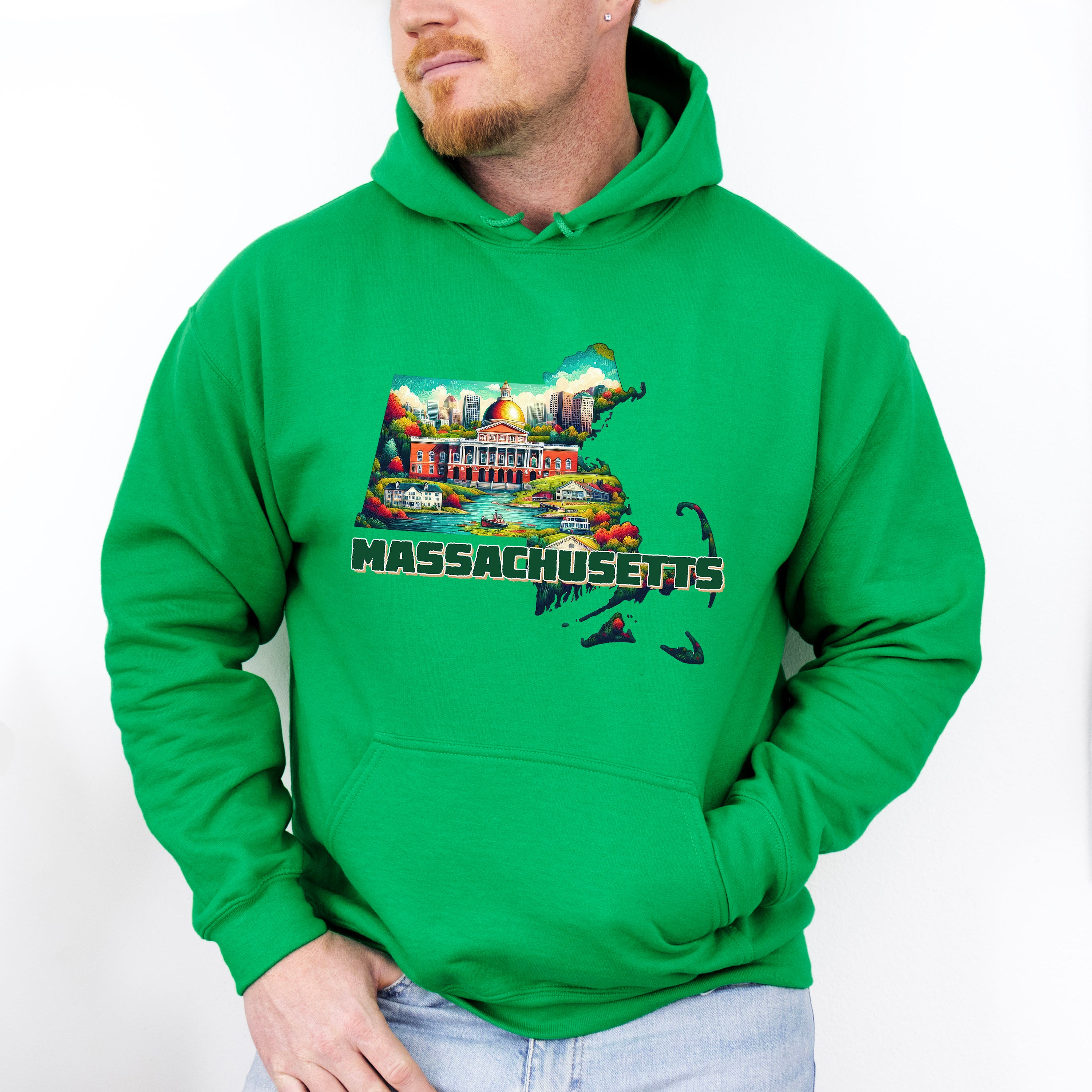 Colorful Massachusetts Design - States &amp; Cities Unisex Crewneck T-Shirt Sweatshirt Hoodie