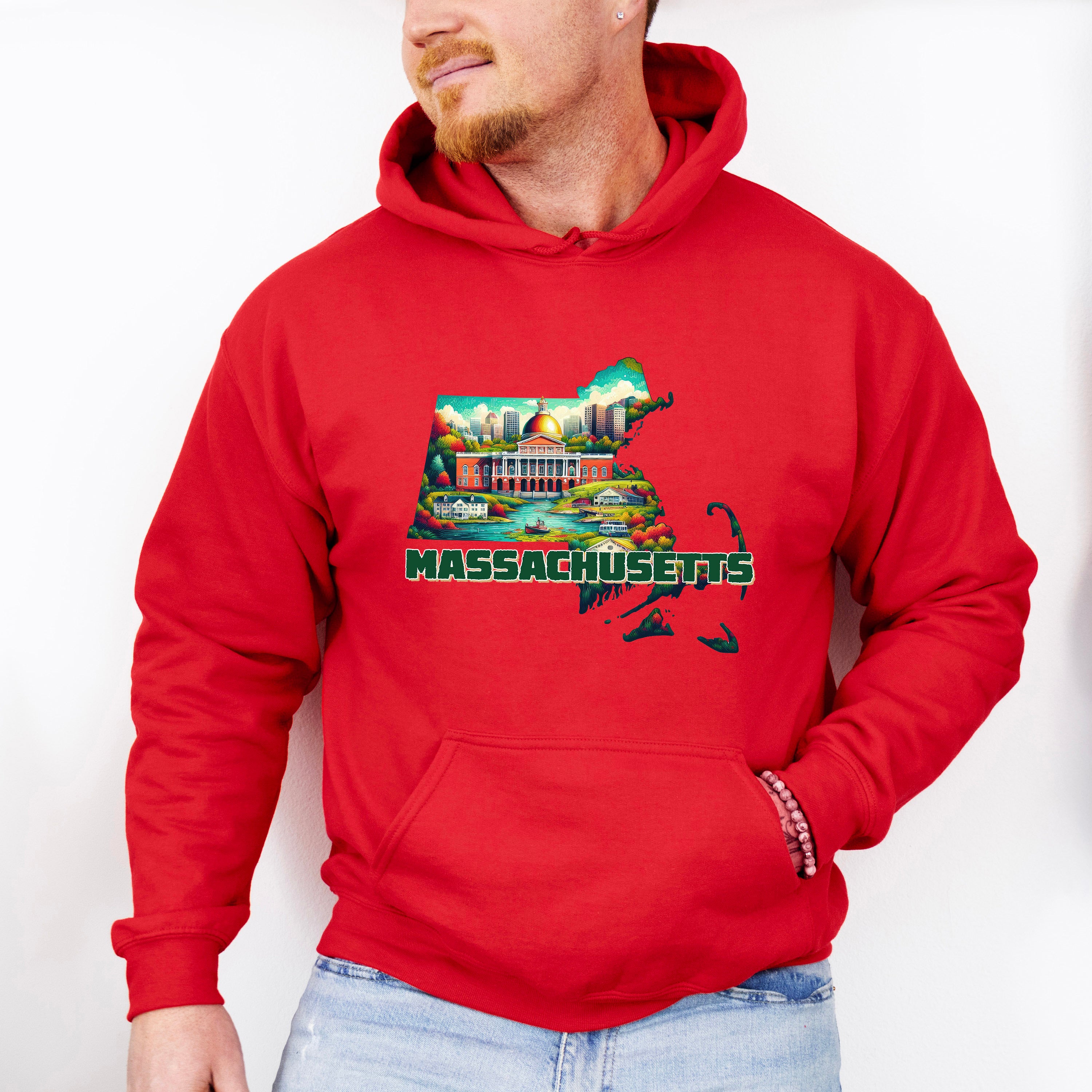Colorful Massachusetts Design - States &amp; Cities Unisex Crewneck T-Shirt Sweatshirt Hoodie