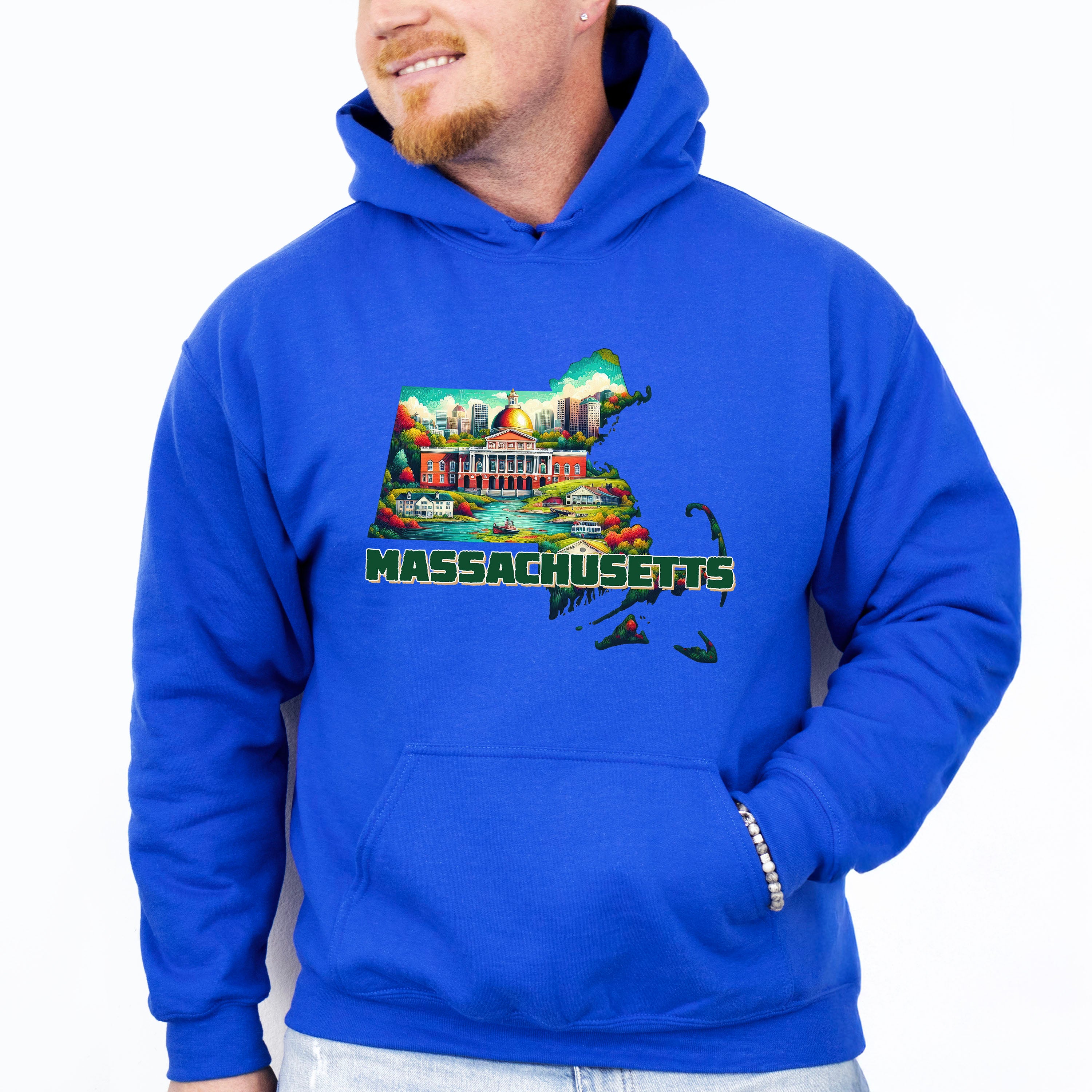 Colorful Massachusetts Design - States &amp; Cities Unisex Crewneck T-Shirt Sweatshirt Hoodie