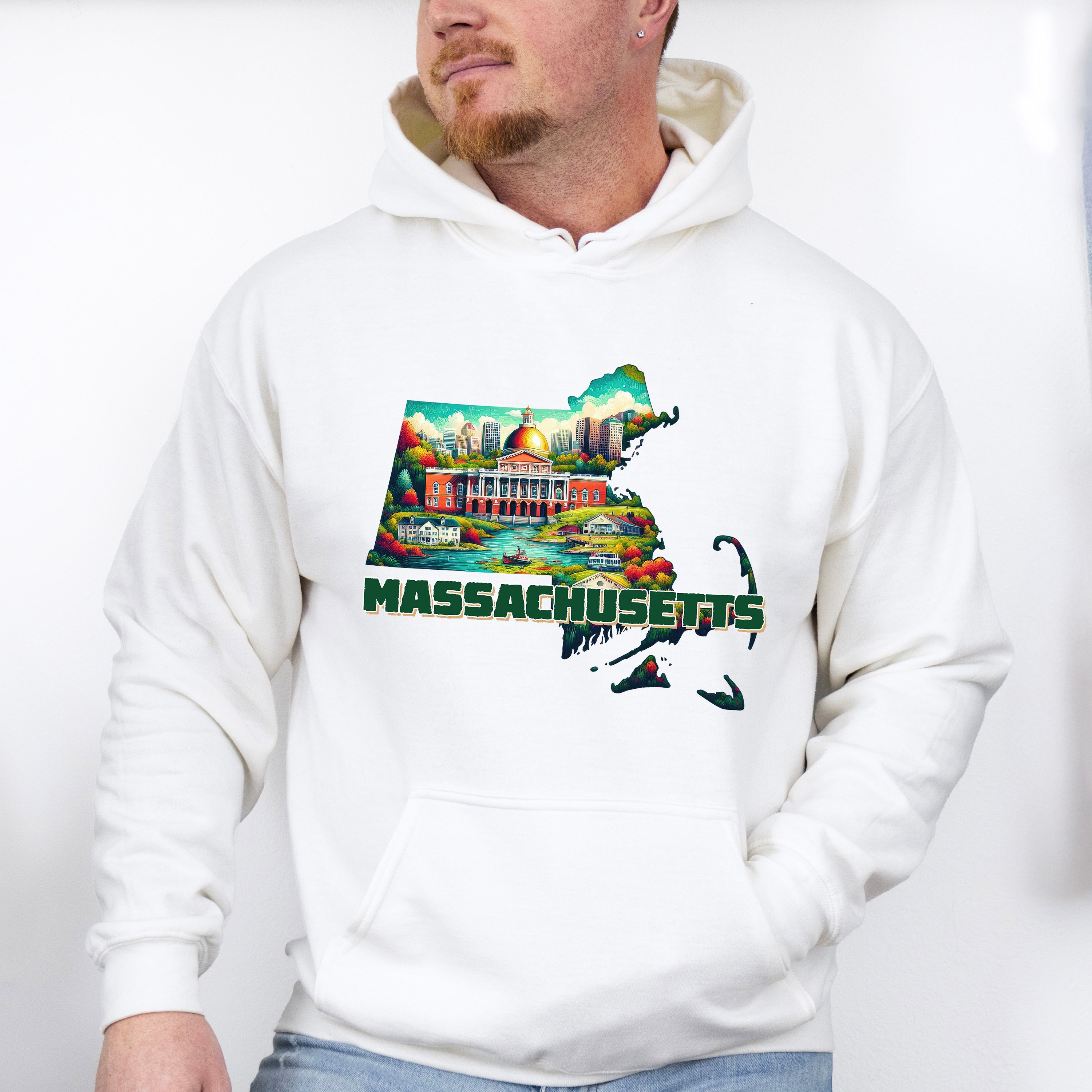 Colorful Massachusetts Design - States &amp; Cities Unisex Crewneck T-Shirt Sweatshirt Hoodie