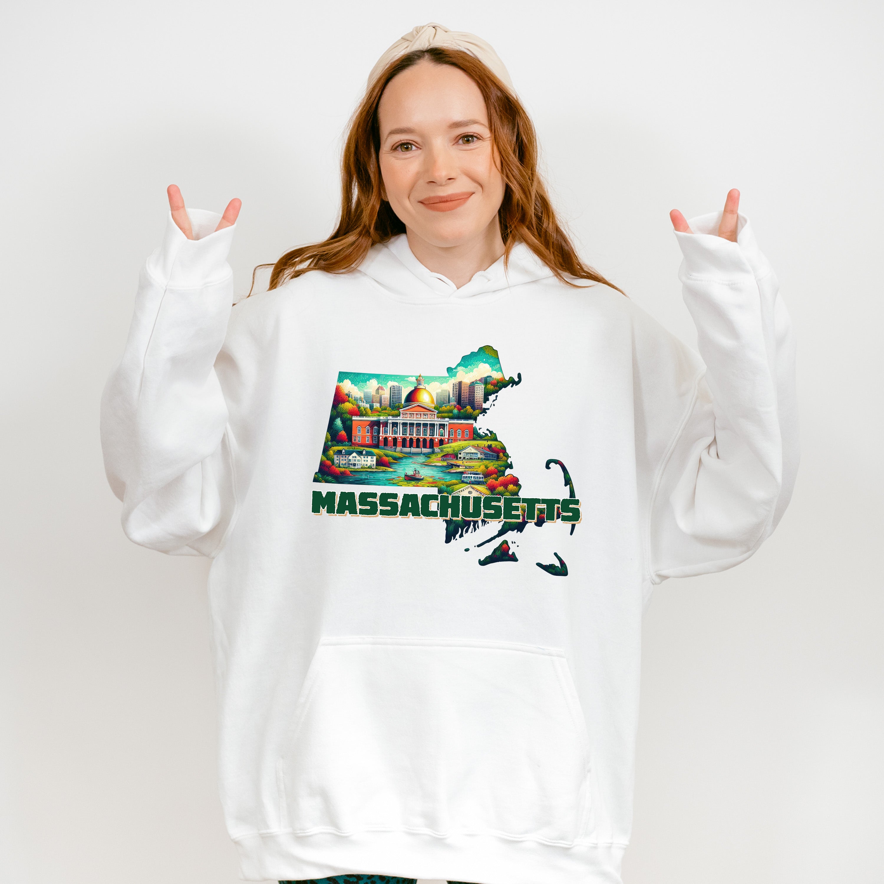 Colorful Massachusetts Design - States &amp; Cities Unisex Crewneck T-Shirt Sweatshirt Hoodie