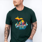Colorful Michigan Design - States & Cities Unisex Crewneck T-Shirt Sweatshirt Hoodie