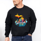 Colorful Michigan Design - States & Cities Unisex Crewneck T-Shirt Sweatshirt Hoodie