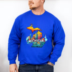Colorful Michigan Design - States & Cities Unisex Crewneck T-Shirt Sweatshirt Hoodie