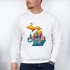 Colorful Michigan Design - States & Cities Unisex Crewneck T-Shirt Sweatshirt Hoodie