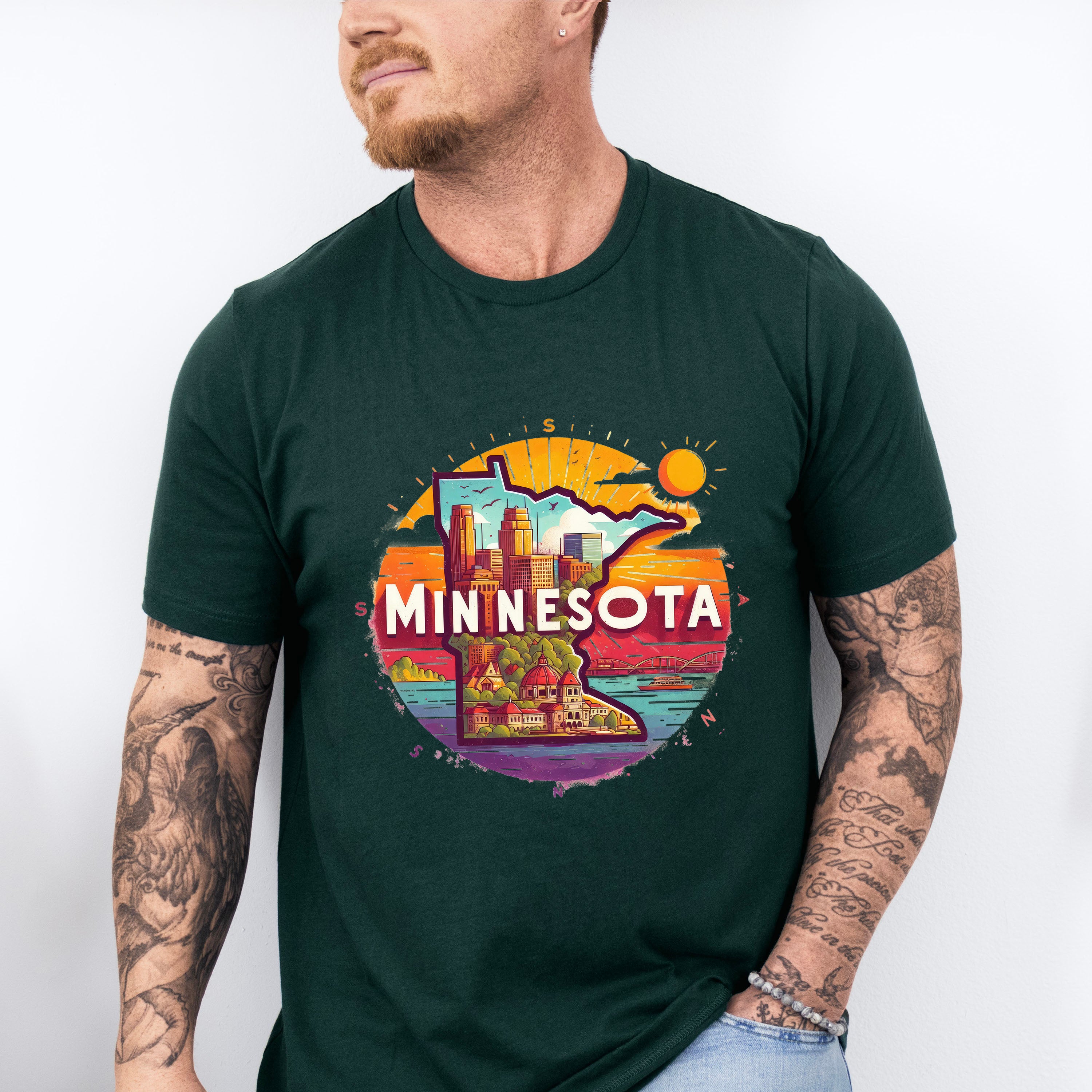 Colorful Minnesota Design - States &amp; Cities Unisex Crewneck T-Shirt Sweatshirt Hoodie