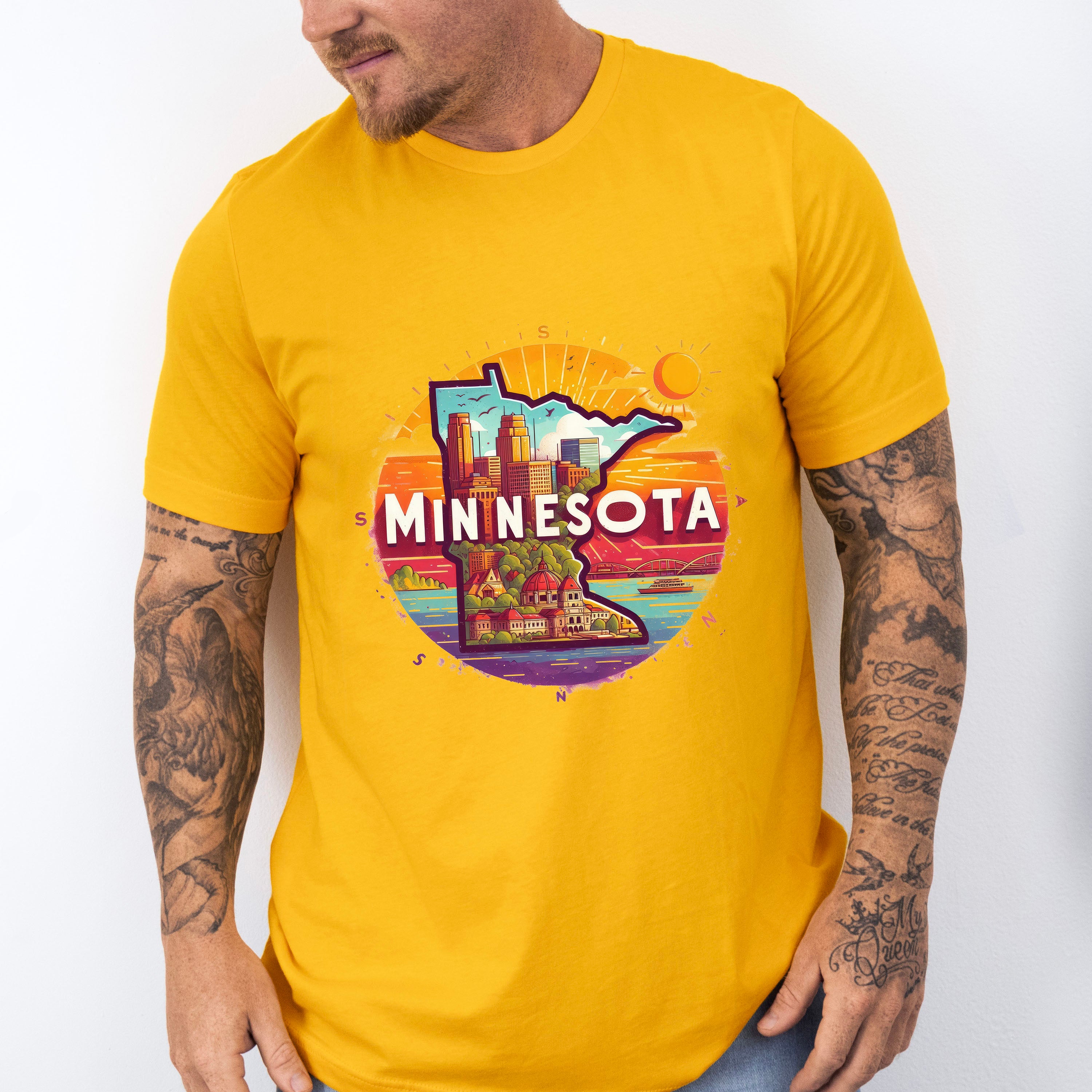 Colorful Minnesota Design - States &amp; Cities Unisex Crewneck T-Shirt Sweatshirt Hoodie