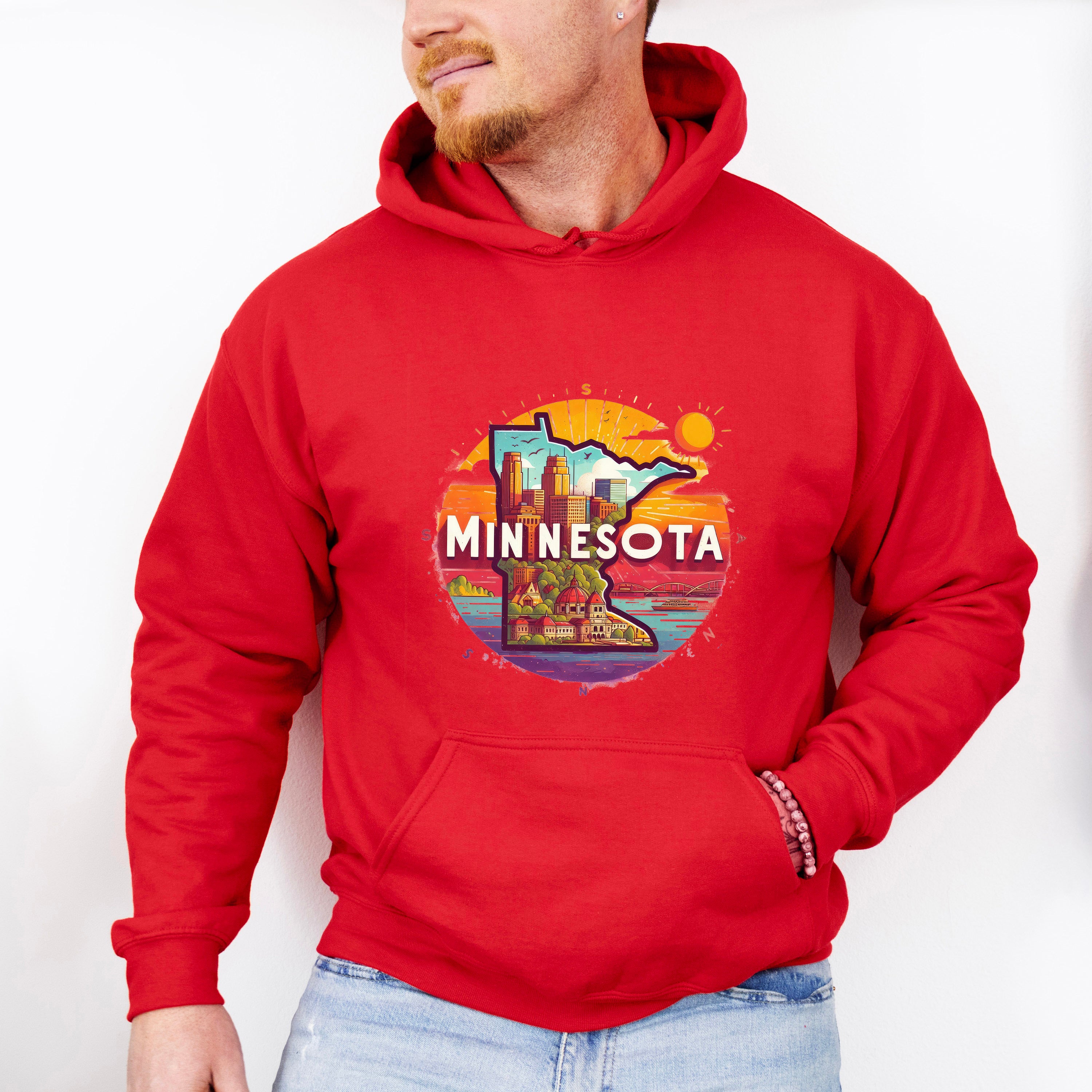 Colorful Minnesota Design - States &amp; Cities Unisex Crewneck T-Shirt Sweatshirt Hoodie