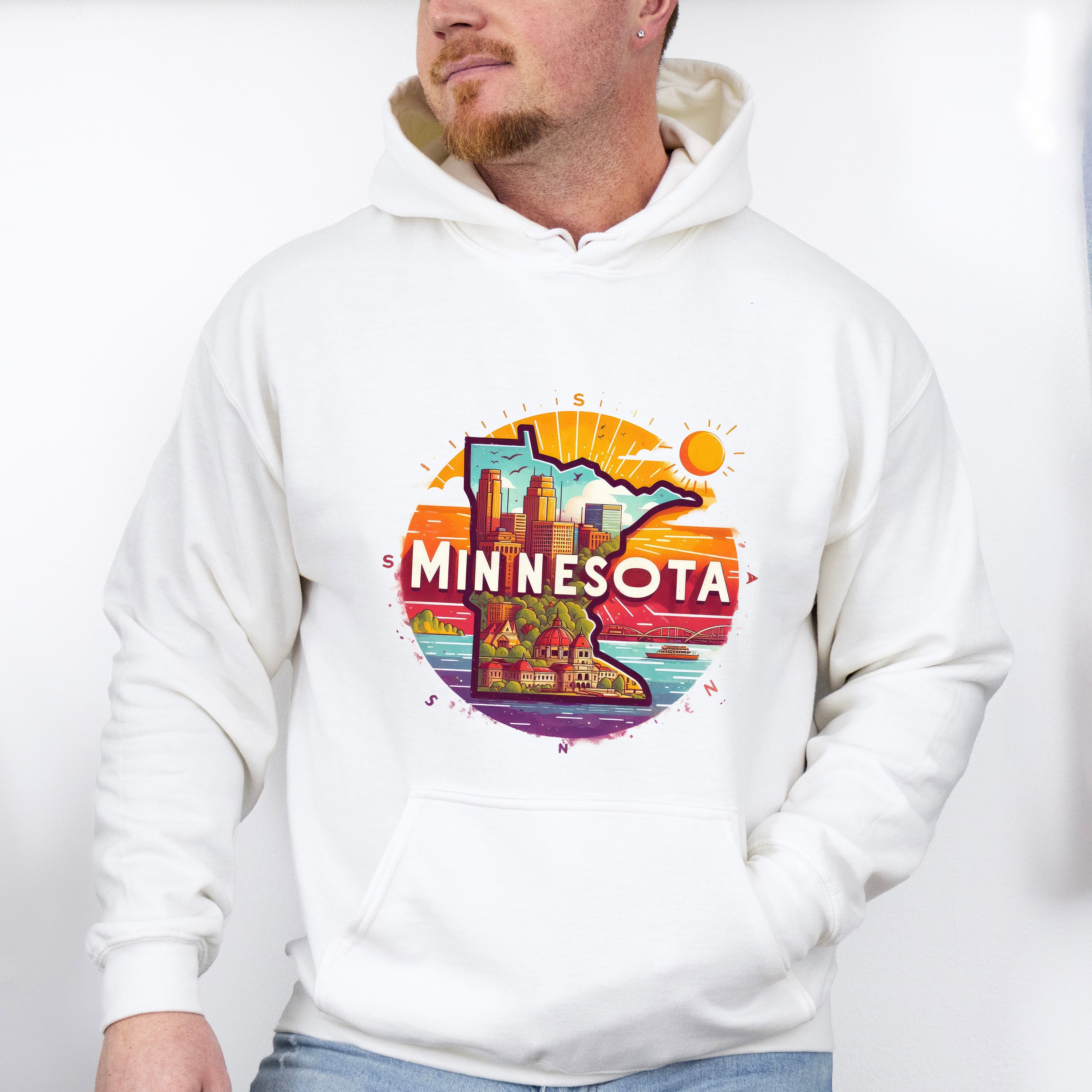 Colorful Minnesota Design - States &amp; Cities Unisex Crewneck T-Shirt Sweatshirt Hoodie