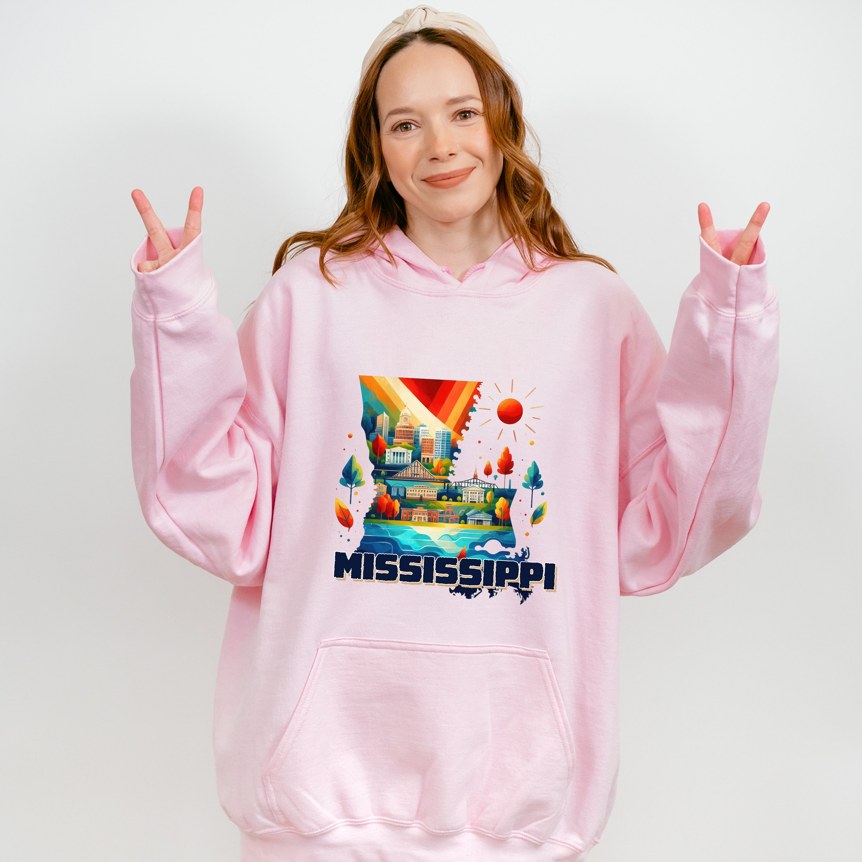 Colorful Mississippi Design - States &amp; Cities Unisex Crewneck T-Shirt Sweatshirt Hoodie