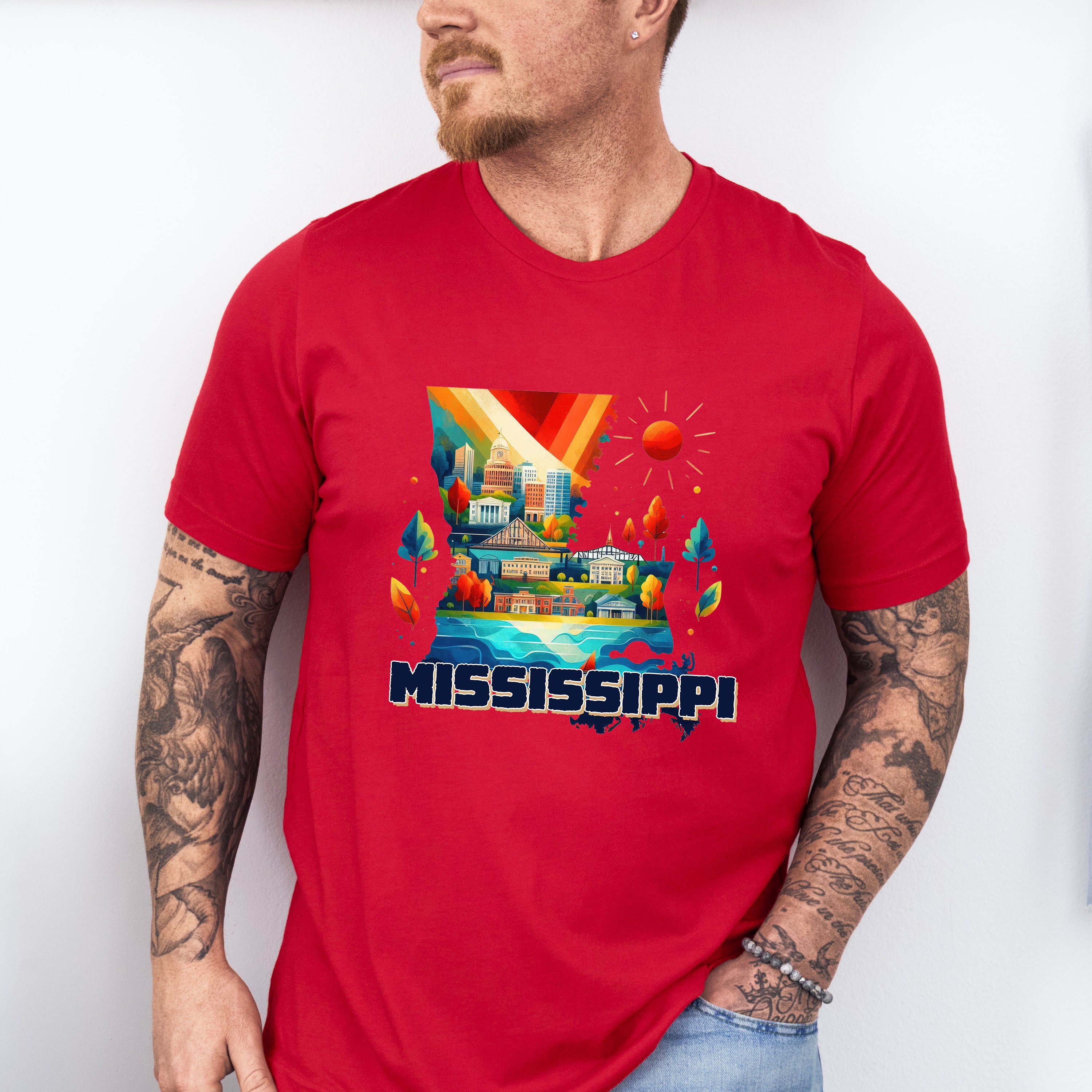 Colorful Mississippi Design - States &amp; Cities Unisex Crewneck T-Shirt Sweatshirt Hoodie