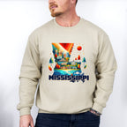Colorful Mississippi Design - States & Cities Unisex Crewneck T-Shirt Sweatshirt Hoodie