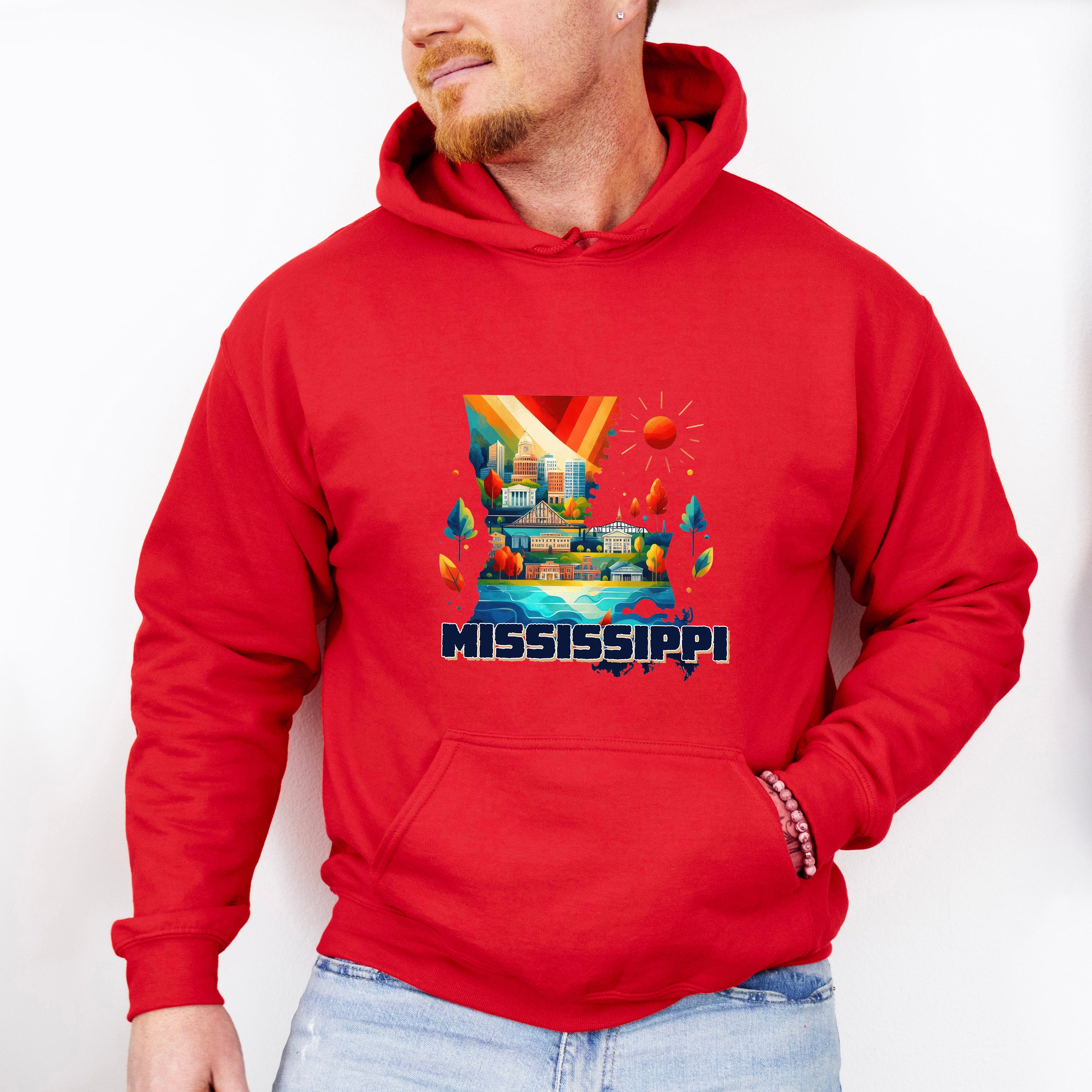 Colorful Mississippi Design - States &amp; Cities Unisex Crewneck T-Shirt Sweatshirt Hoodie