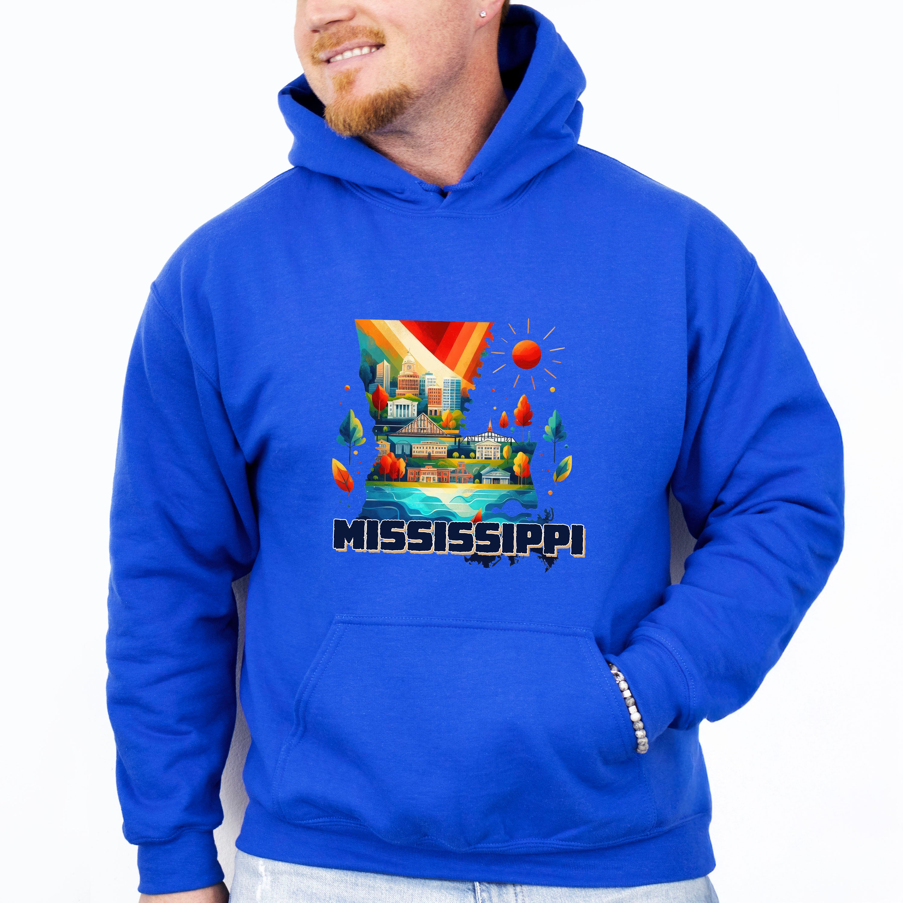 Colorful Mississippi Design - States &amp; Cities Unisex Crewneck T-Shirt Sweatshirt Hoodie